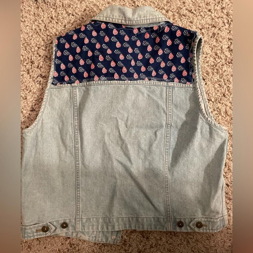 Designer American Sunglasses 4th of July Patterned Jean Vest Size M / US 6-8 / IT 42-44 - 2 Thumbnail
