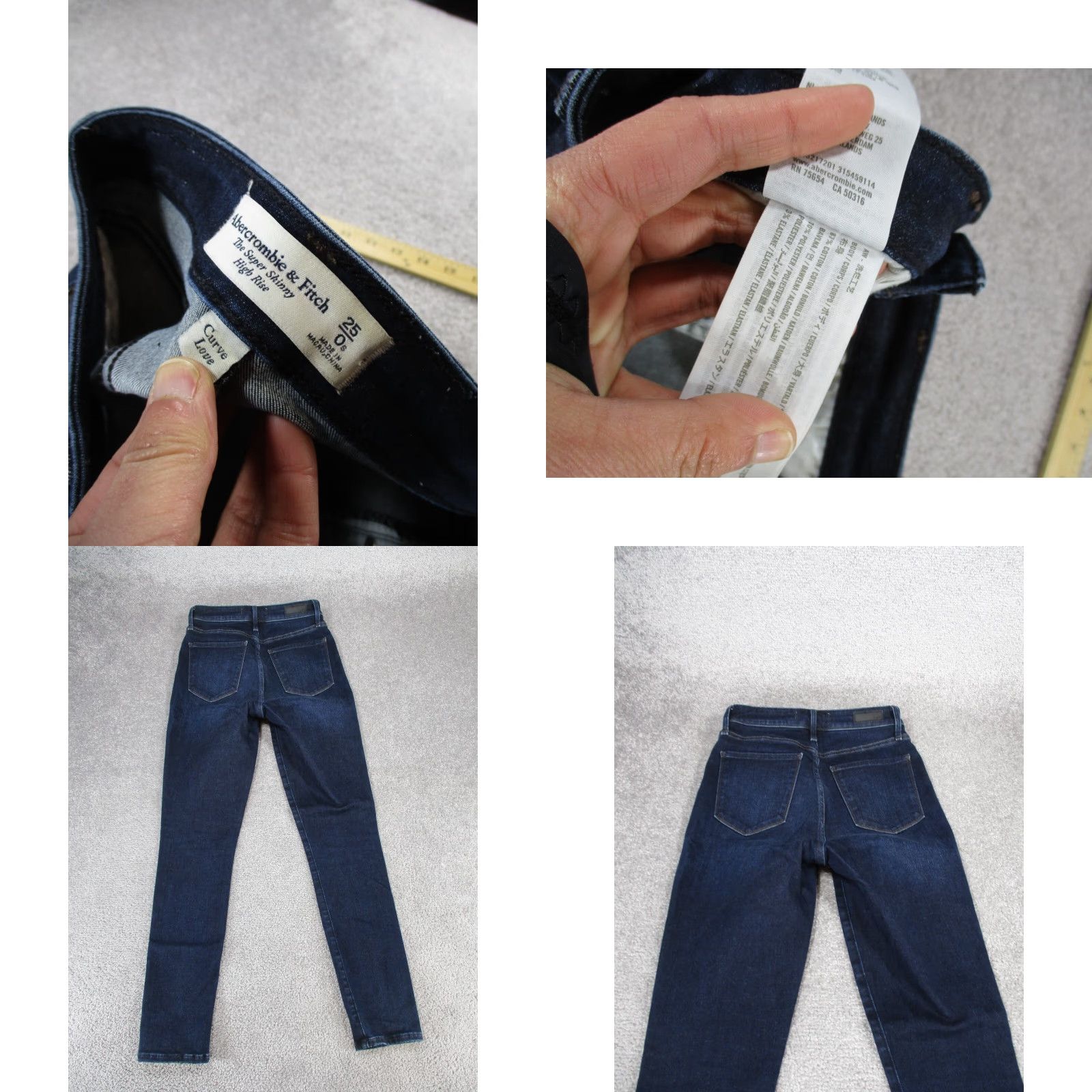Abercrombie & Fitch ABERCROMBIE & FITCH Jeans Womens 0P Super Skinny High Rise Curve Love Dark Blue Size 25" / US 0 / IT 36 - 8 Thumbnail