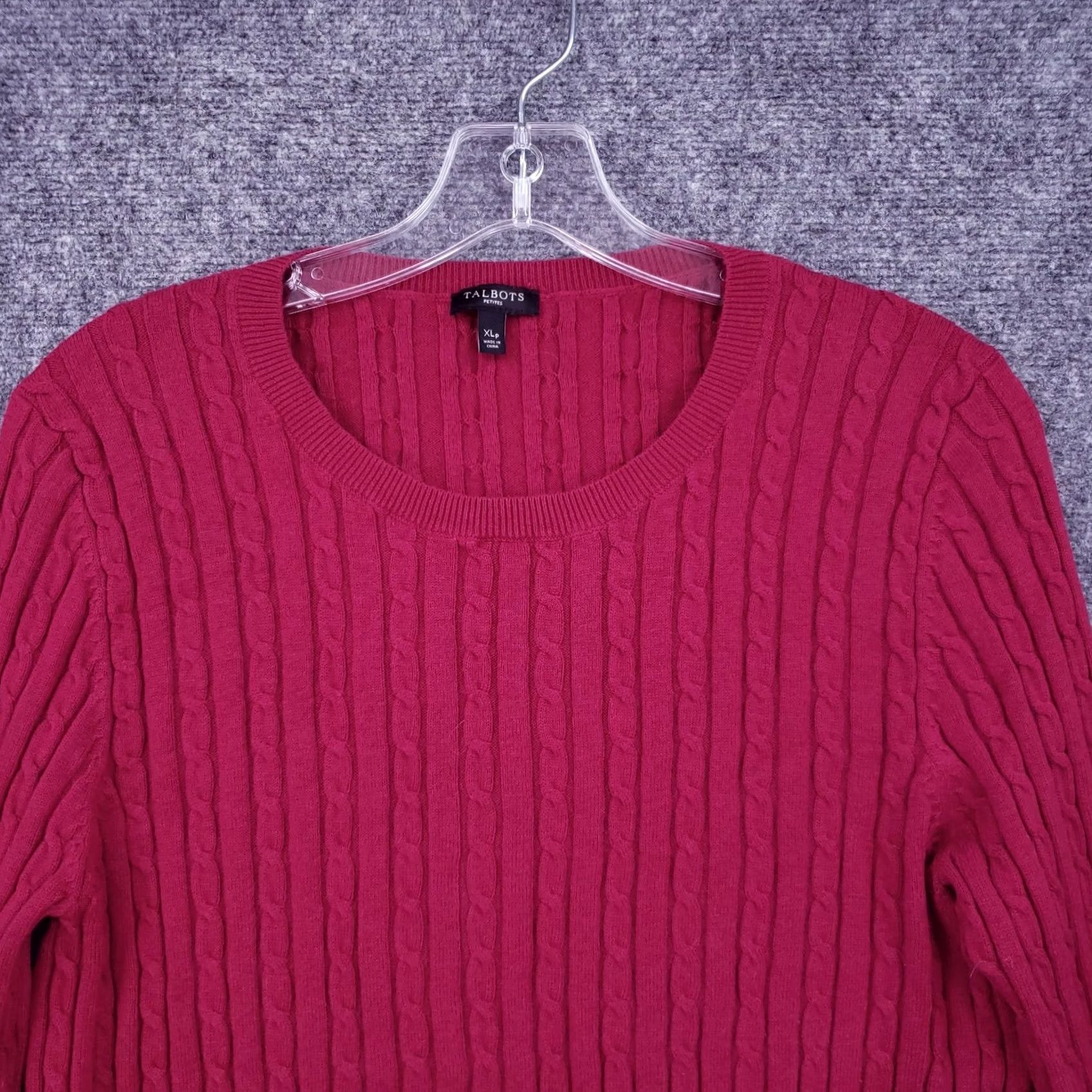 Talbots Talbots Sweater Women Petite XL Red Wool Blend Cable Knit Crew Neck Long Sleeve Size XL / US 12-14 / IT 48-50 - 3 Thumbnail