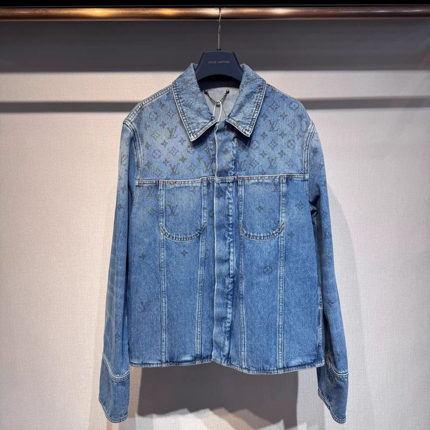 Louis Vuitton LV Washed Blue Distressed Monogram Grad Jkt 50 New Size US M / EU 48-50 / 2 - 1 Thumbnail