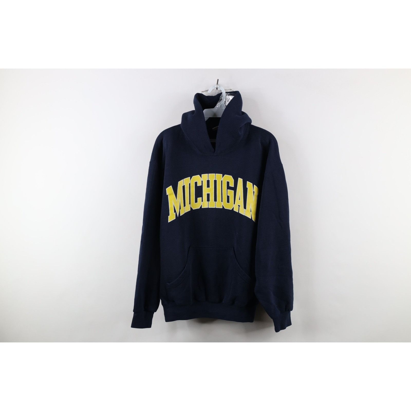 Vintage Vintage 90s Faded Spell Out University of Michigan Hoodie Size US M / EU 48-50 / 2 - 1 Thumbnail