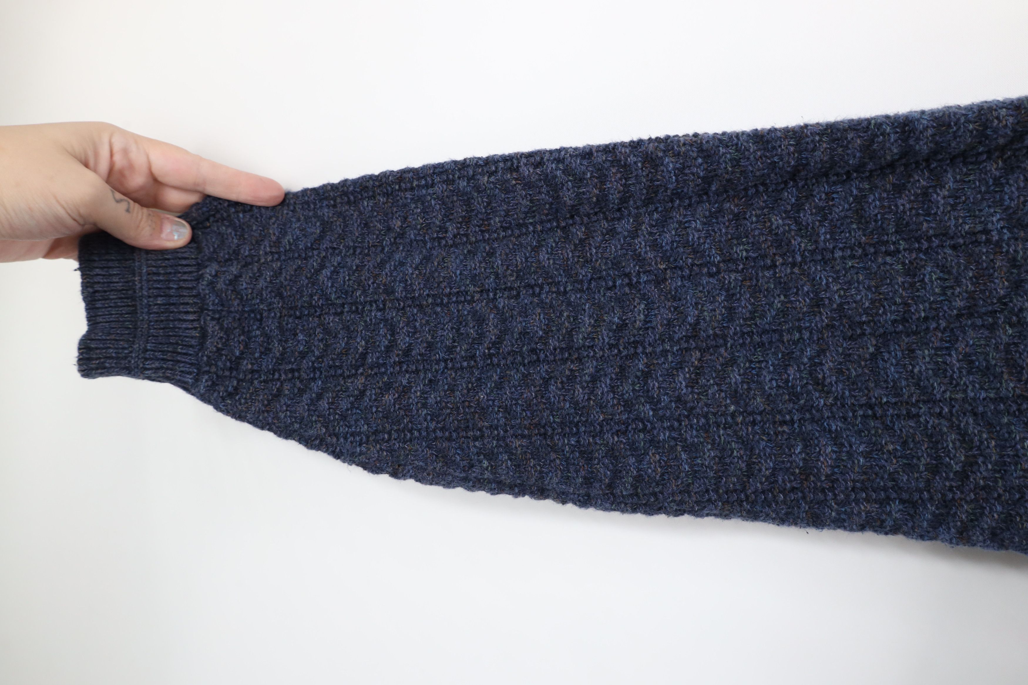 Vintage Vintage 90s Streetwear Herringbone Knit Sweater Blue Size US L / EU 52-54 / 3 - 5 Thumbnail