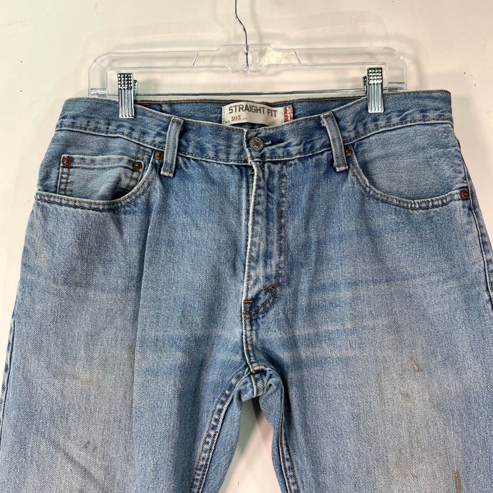 Levi's Levi's 505 Jeans Mens Straight Denim Blue 33X30 Regular 5-Pocket Zipper Button Belt Loops Belt Loops 100% Cotton Stretch Modern Daywear Size US 33 - 3 Thumbnail