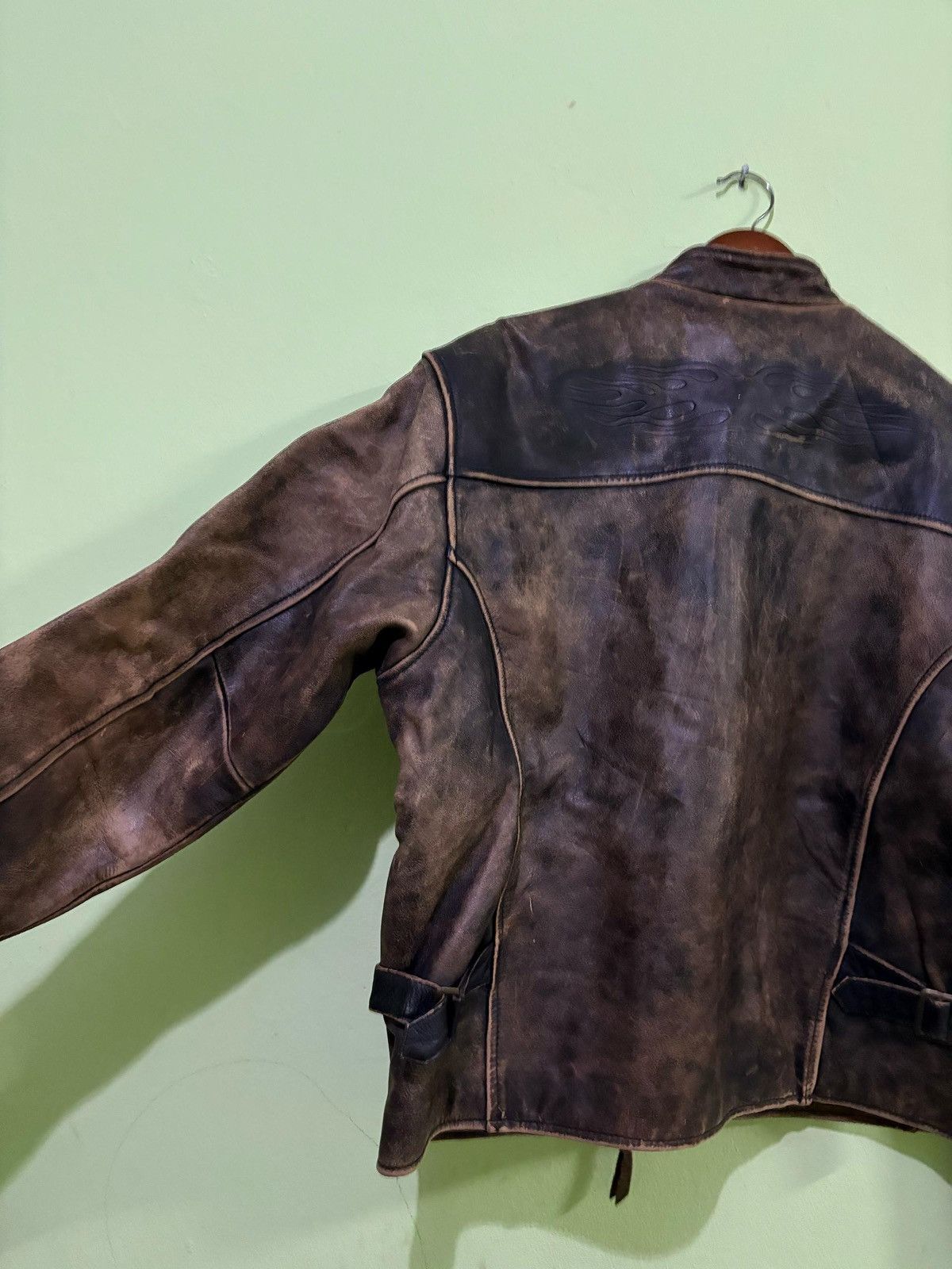 Other Real Leather Cafe Racer Jacket Biker Jacket Flame Stlye Size US L / EU 52-54 / 3 - 7 Thumbnail