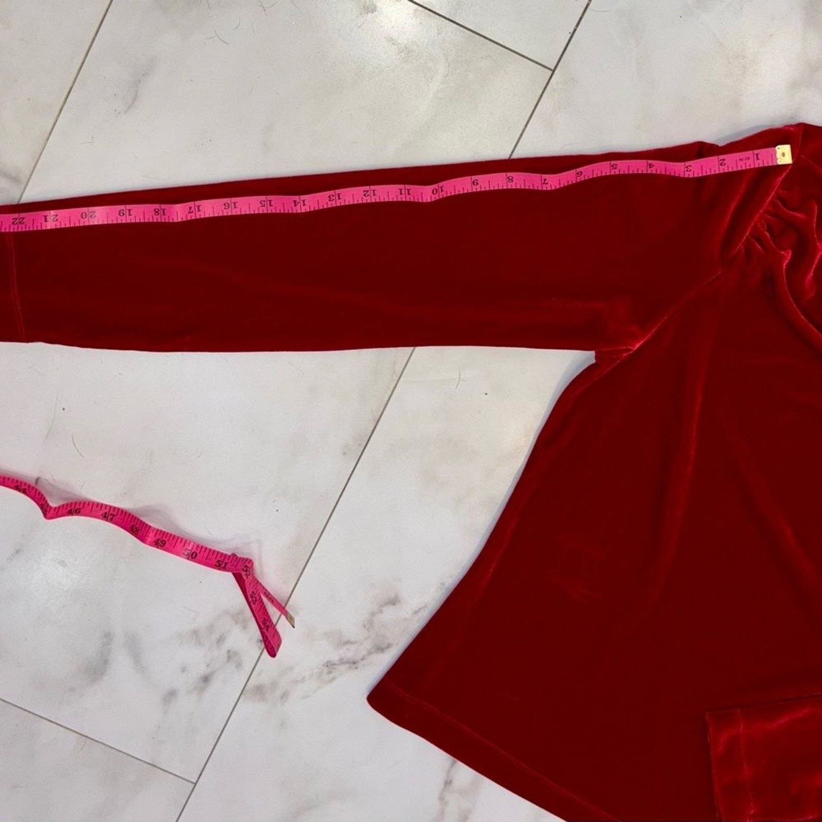 Lands' End Lands End Rich Red Velvet Cowl Neck Top Size L / US 10 / IT 46 - 9 Thumbnail