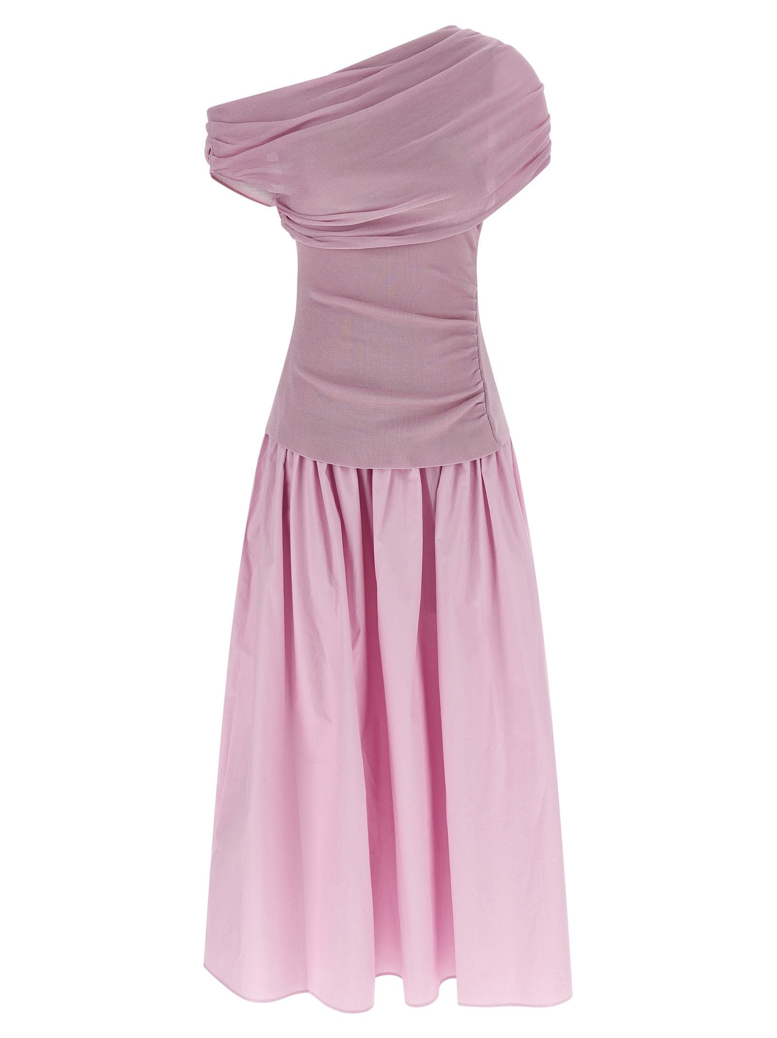 Self-Portrait 'Pink Cotton Draped Knit Midi' dress Size L / US 10 / IT 46 - 1 Thumbnail