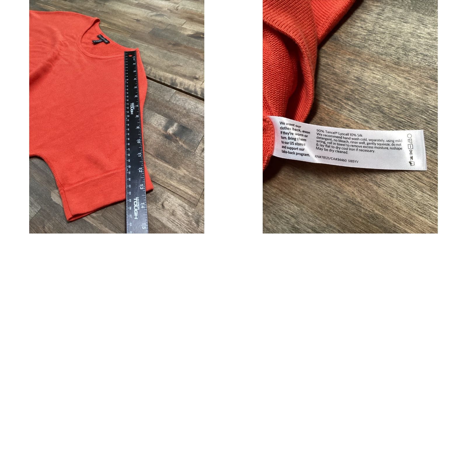 Eileen Fisher Eileen Fisher Knit Top Women S Orange Tencel Silk Blend Round Neck Short Sleeve Blouse Pullover Size S / US 4 / IT 40 - 8 Thumbnail