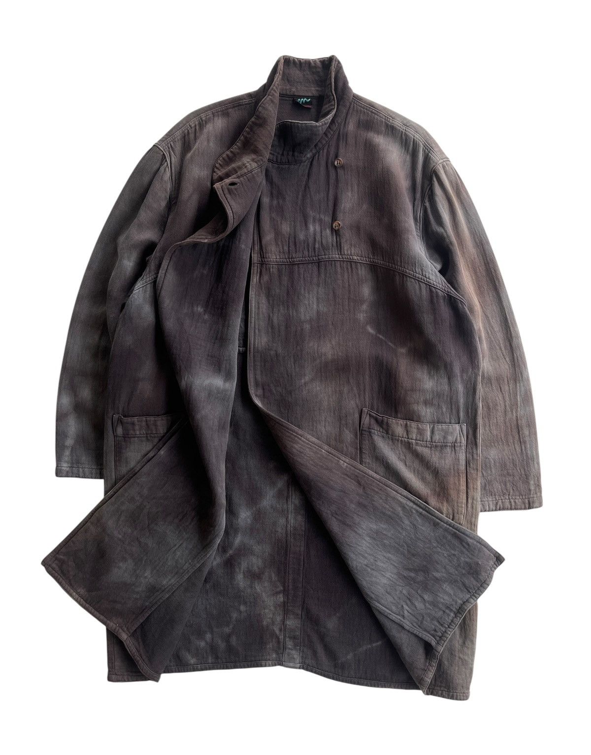 Japanese Brand Mr.Michiko Linen Dyed Duster Issey Miyake Style Trenchcoat Size US XL / EU 56 / 4 - 3 Thumbnail