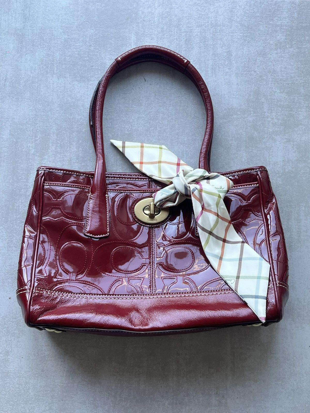 Coach Coach Patent Leather Embossed Signature Satchel Red Size ONE SIZE - 3 Thumbnail
