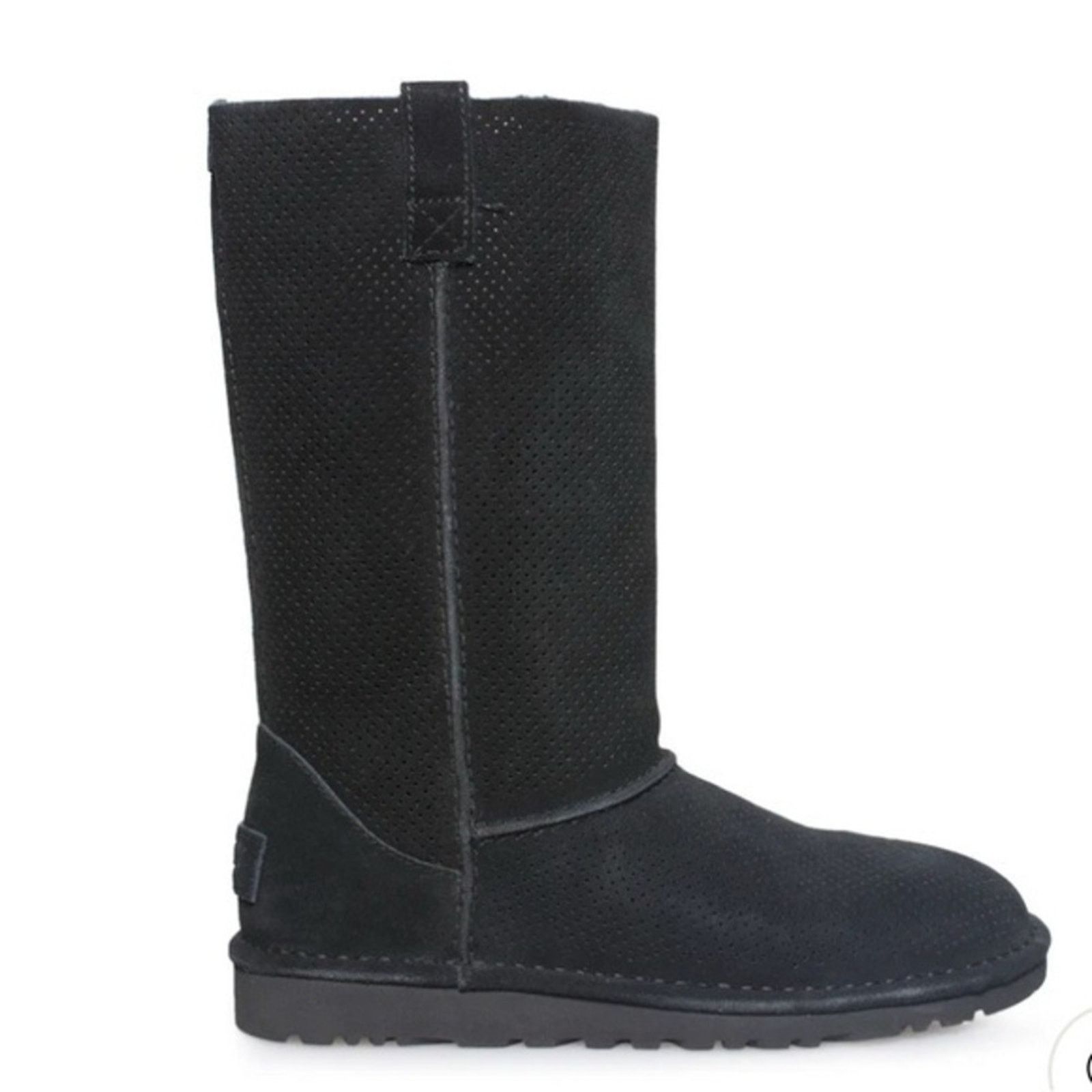 Ugg NEW UGG TALL BLACK LEATHER PERFORATED LEATHER BOOT SZ 5 Size US 5 / IT 35 - 1 Thumbnail