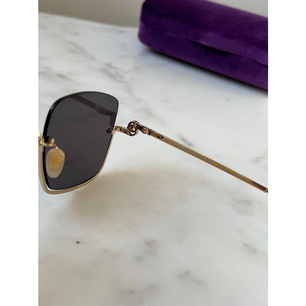 サングラス Gucci Sunglasses GG1279S 001 Half-Rim Rectangular GUCCI - SQUARE HALFRIM TINT 'GG1279S' Sunglasses /GOLD - la