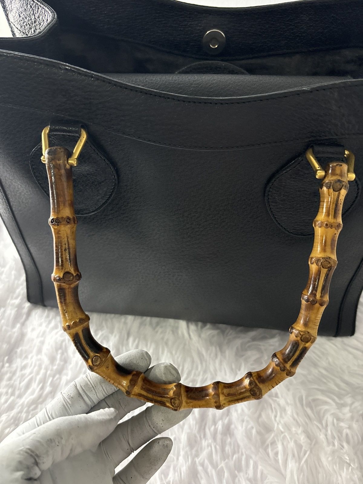 Gucci Gucci Hand Bag Bamboo Black Leather Size ONE SIZE - 2 Thumbnail