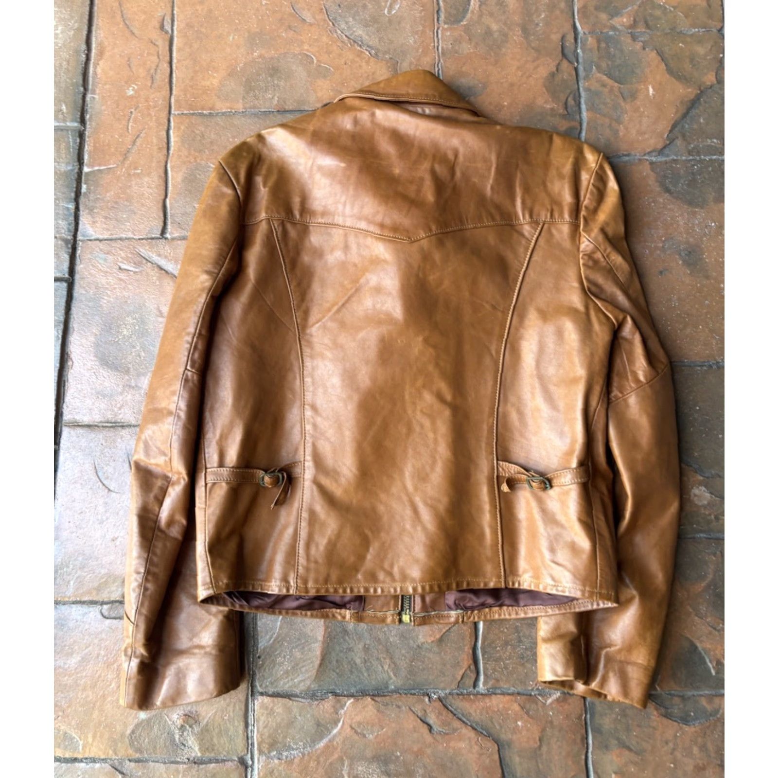 Drome VINTAGE Rome Peabody Massachusetts Leather Zip Up Jacket 42 USA Talon Zipper Brown Women's Jacket Size M / US 6-8 / IT 42-44 - 3 Thumbnail