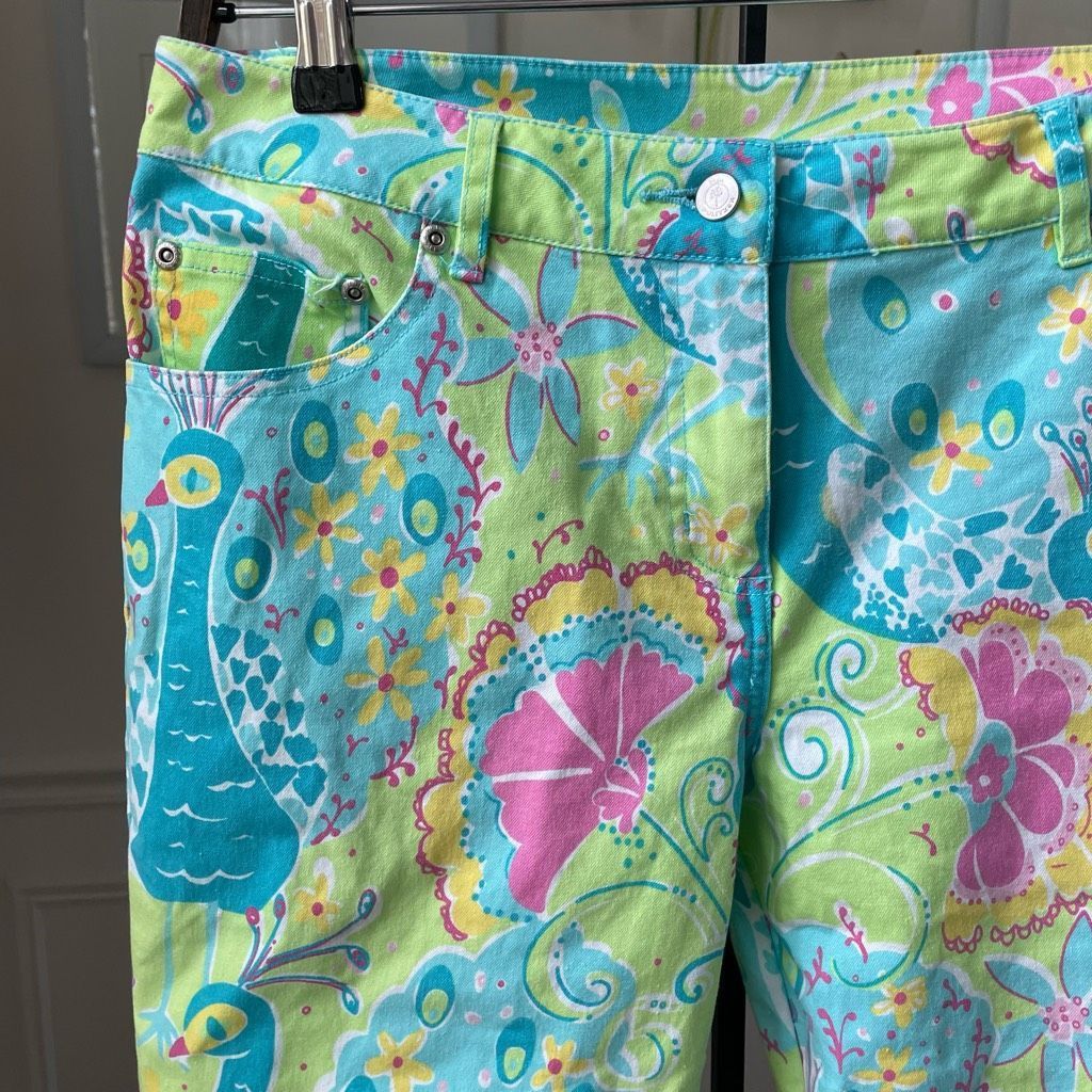 Lilly Pulitzer Lilly Pulitzer White Label Southern Belle Peacock Print Crop Size 30" / US 8 / IT 44 - 3 Thumbnail