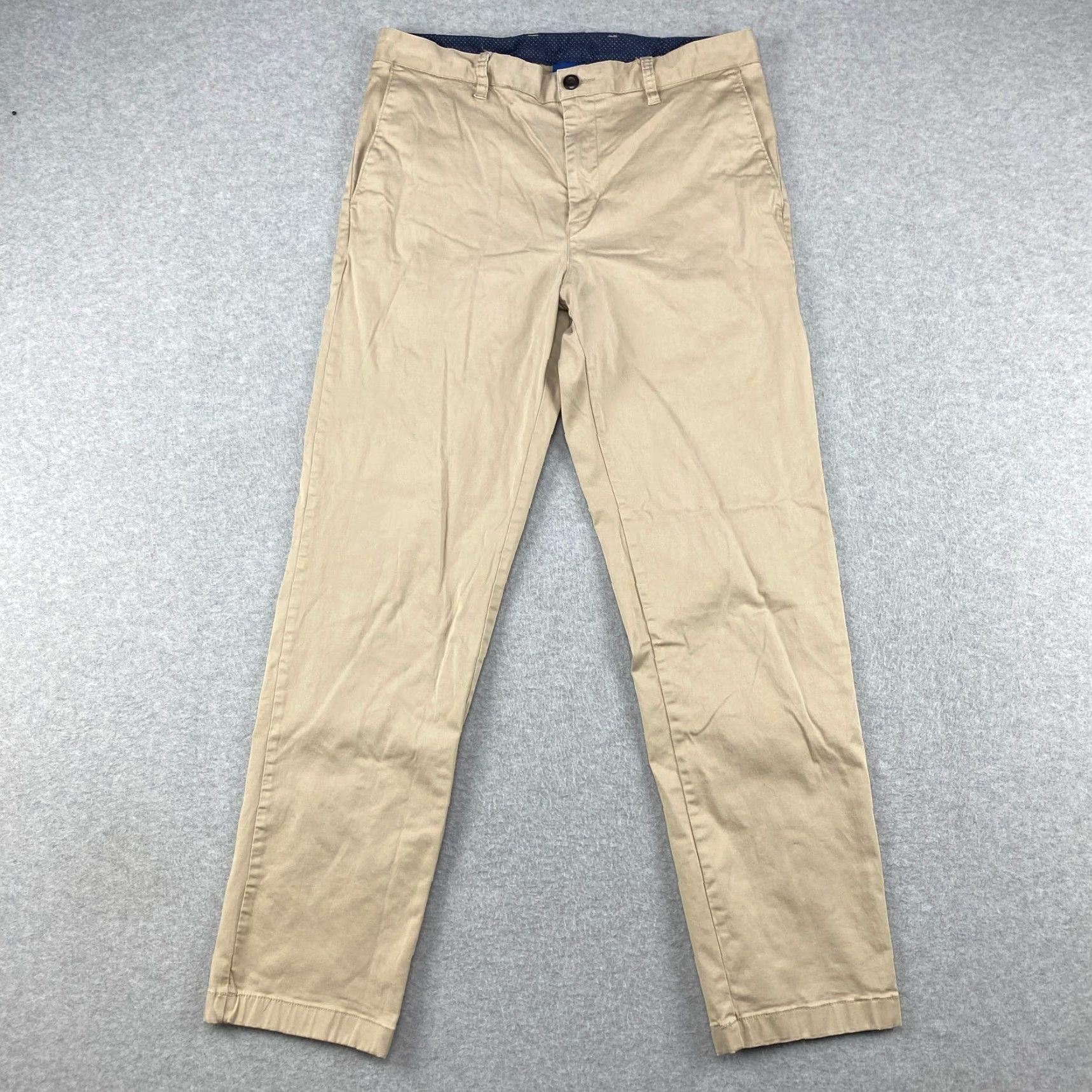Vintage Savile Row Company London Pants Mens 34 Beige Chino Stretch Pockets Flat Front Regular Fit Slashed Pockets Belt Loops Zip 30 Inseam Size US 34 / EU 50 - 2 Thumbnail