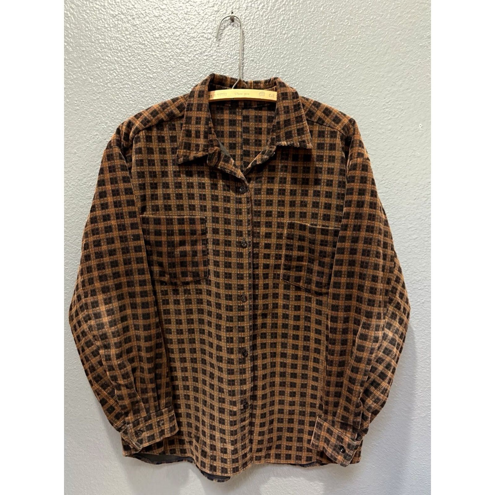 Vintage VINTAGE 90s Brown Corduroy Plaid Button-Up Shirt Men L Regular Long Sleeve Cotton Flannel 90s Mens Size US L / EU 52-54 / 3 - 3 Thumbnail