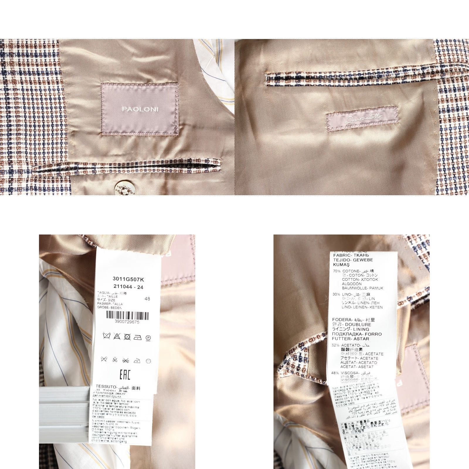 Paoloni PAOLONI Blazer Jacket Men Size 48 Knit Cotton Linen Blend MJ6589 Slim Size 48R - 8 Thumbnail