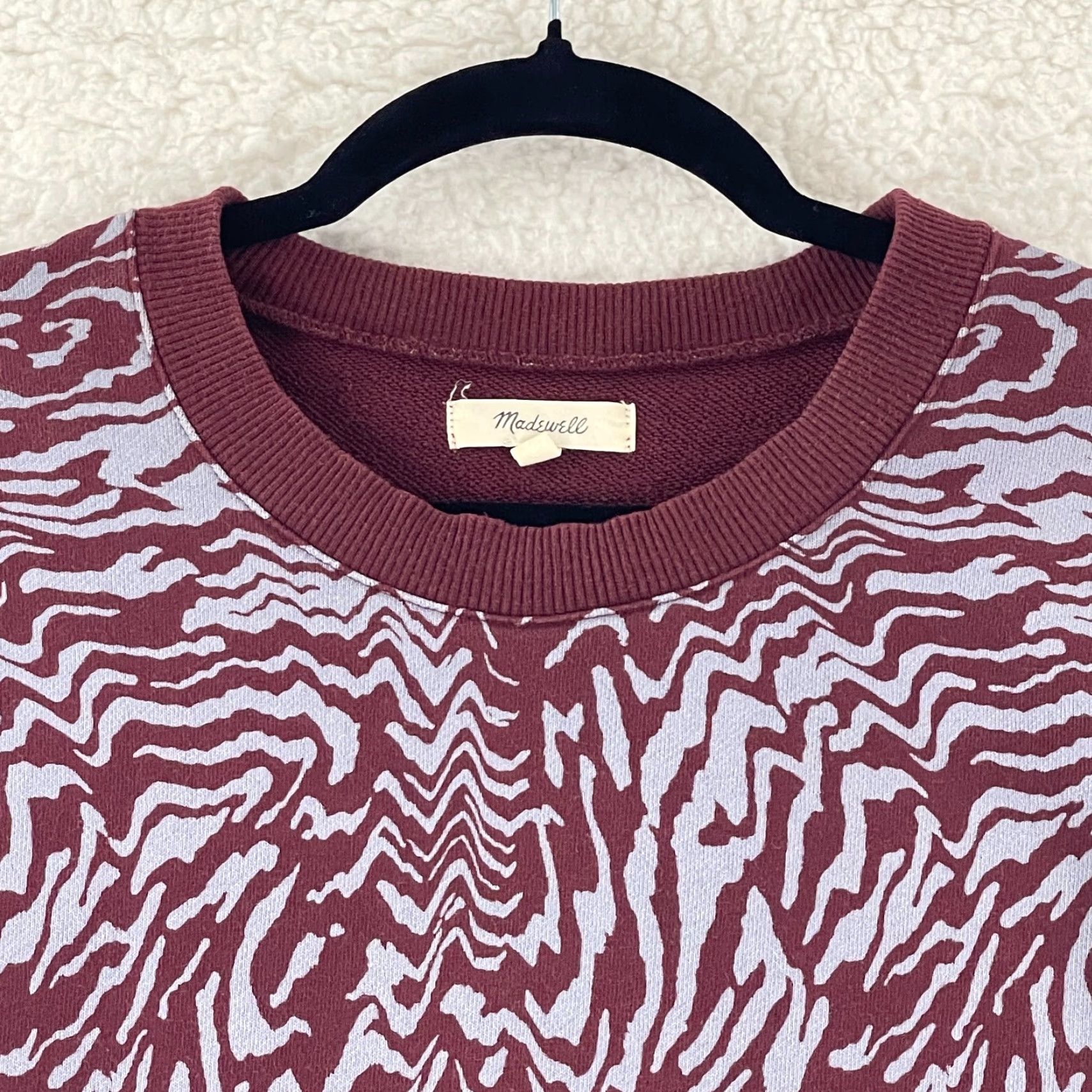 Madewell Madewell Sweater Womens Small Burgundy Tiger Print Crew Neck Long Sleeve Casual Size S / US 4 / IT 40 - 3 Thumbnail