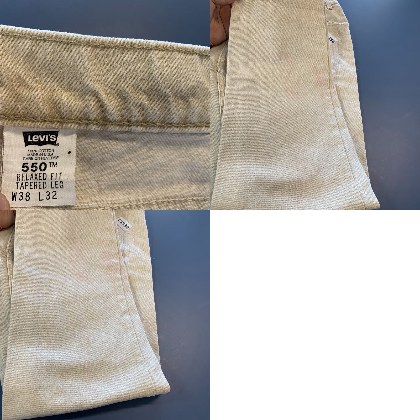 Levi's VINTAGE Levi's 550 Jeans Beige Denim Relaxed Tapered 38 36 Inseam 29 USA Men Regular Jeans Size US 38 / EU 54 - 11 Thumbnail