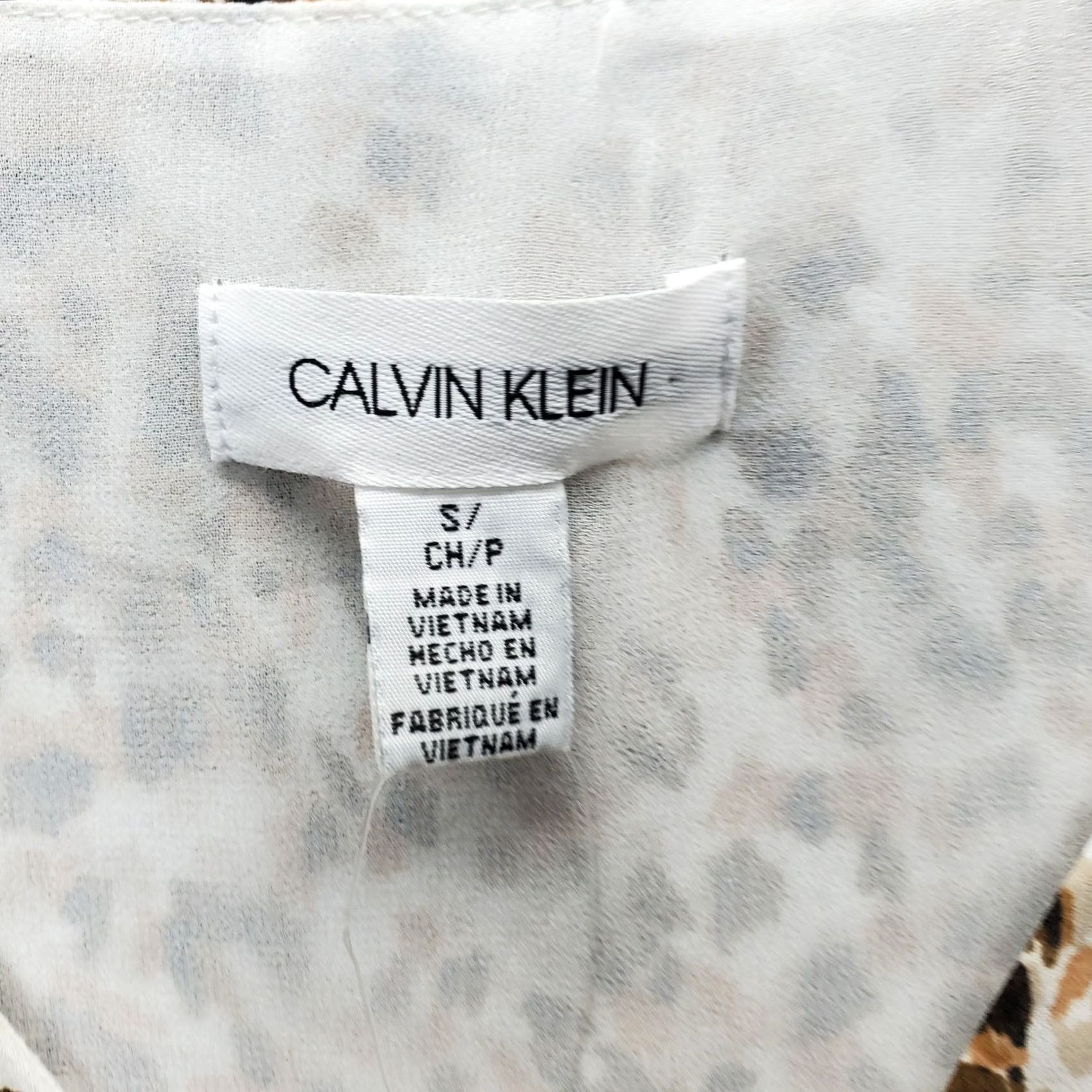 Calvin Klein Calvin Klein Blouse Womens S Multi Leopard Print Lined Balloon Sleeve V-Neck Shirt Womens S Size S / US 4 / IT 40 - 5 Thumbnail