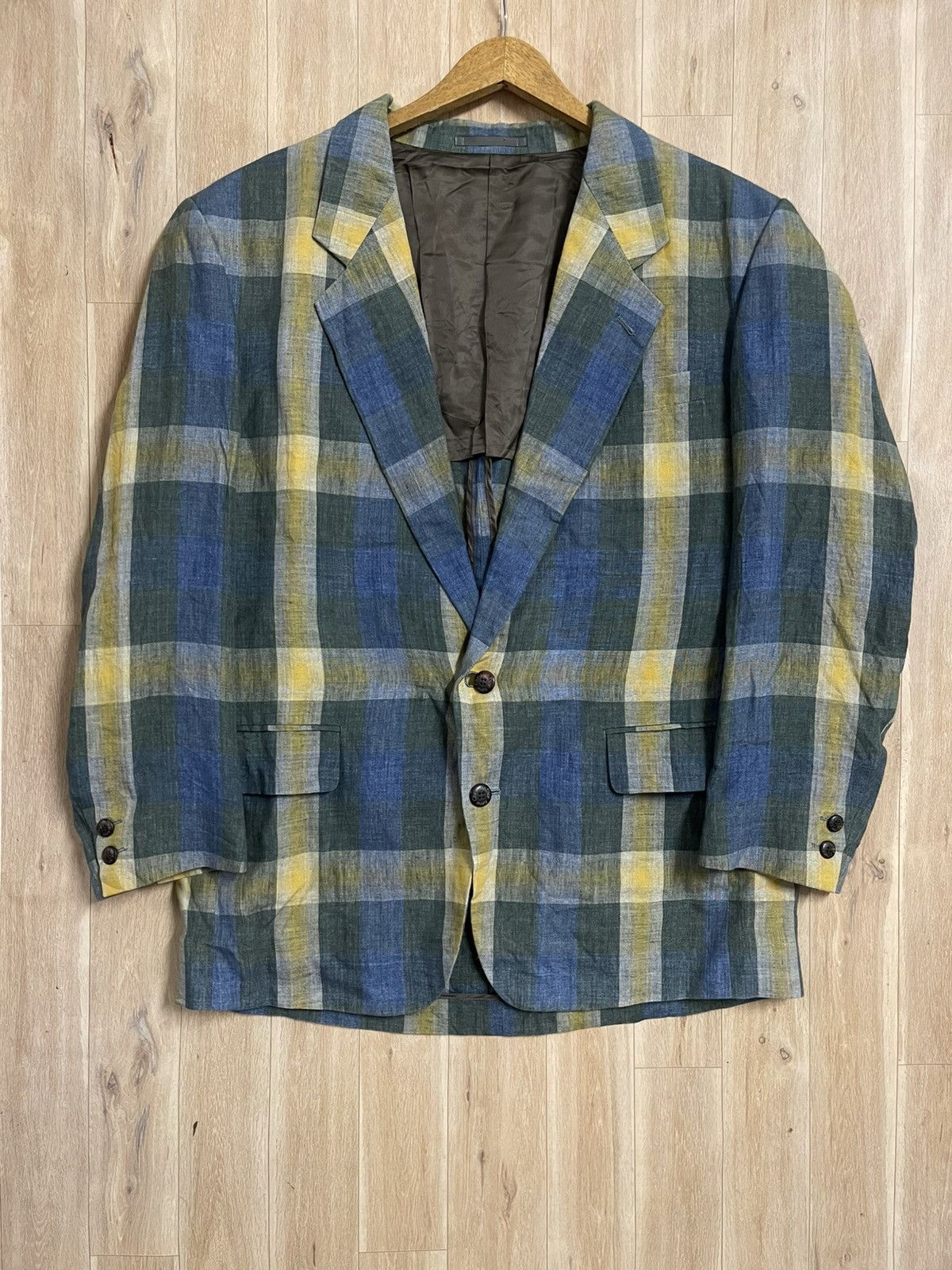 Vintage Christian Dior Light Jacket Blazer Tartan Linen L