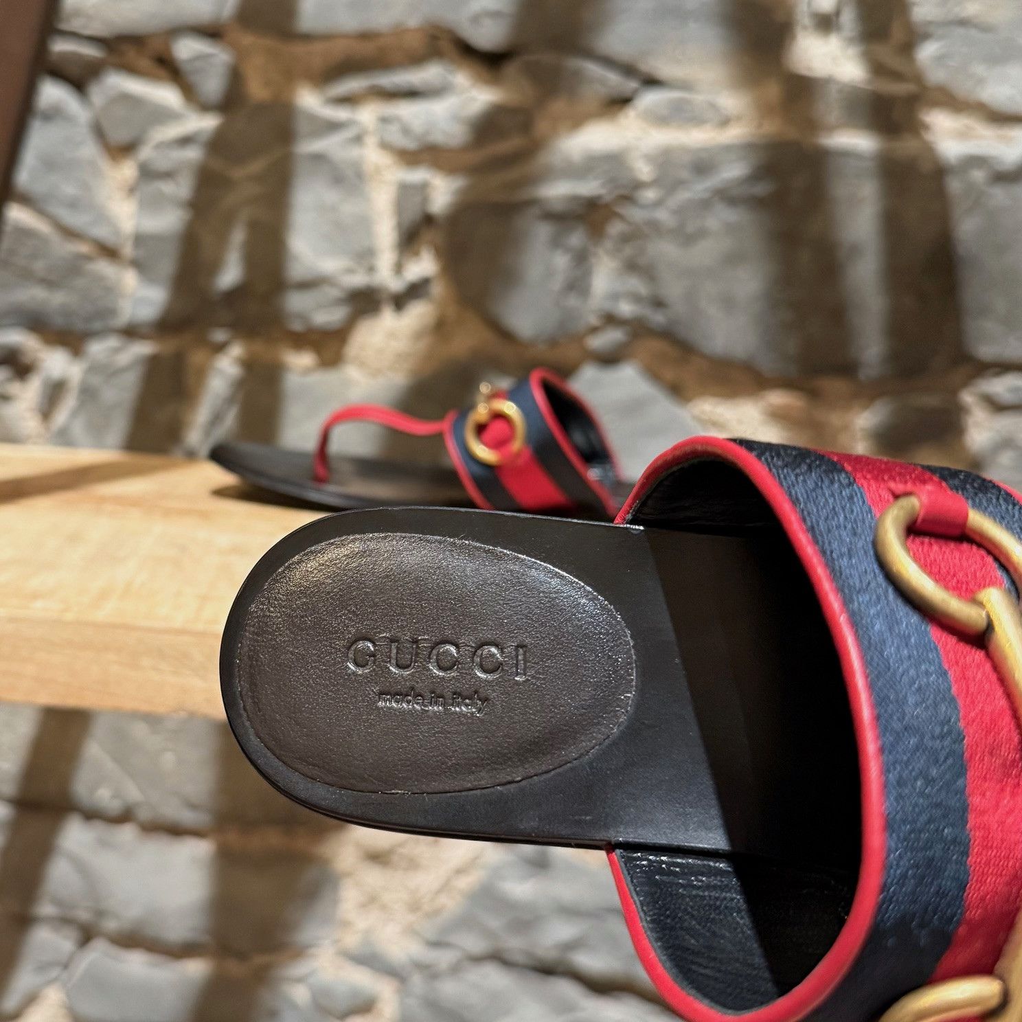 Gucci Gucci Blue Red Web Horsebit Querelle Thong Sandals Size US 6 / IT 36 - 6 Thumbnail