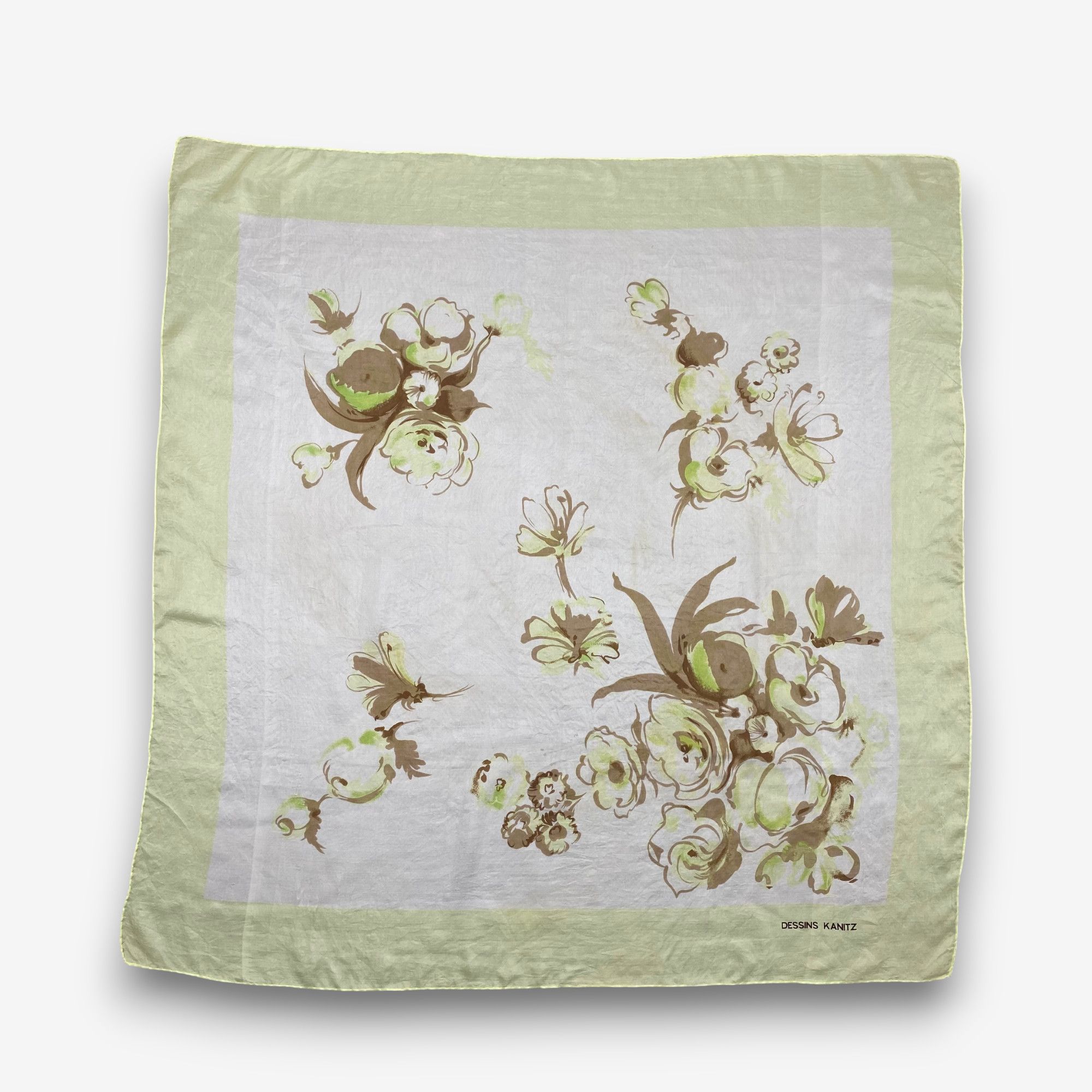 Japanese Brand Vintage Dessins Kanitz SILK Scarf Twill Stole Wraps Scarves Size ONE SIZE - 2 Thumbnail