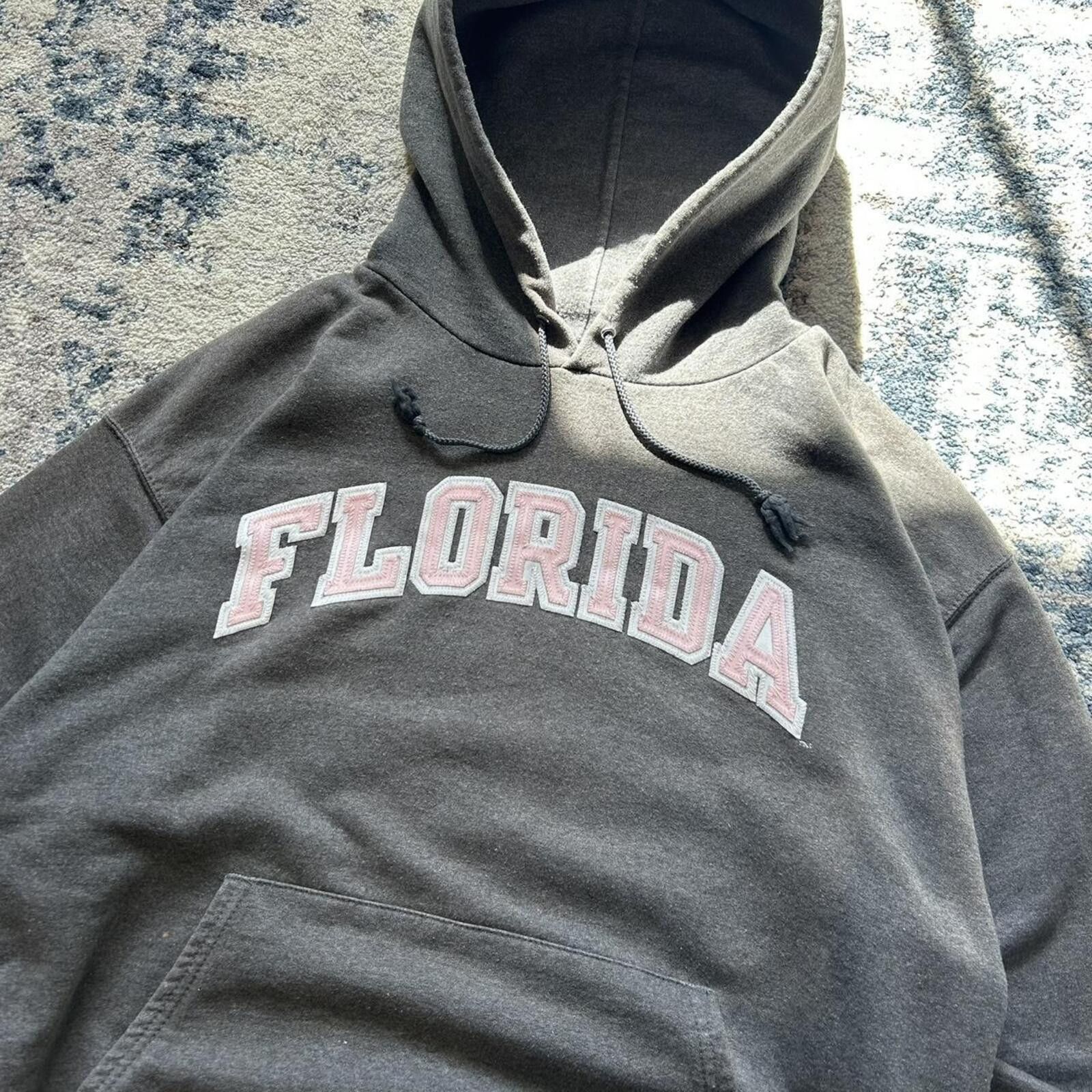 Champion Vintage y2k Grey Pink Florida Embroidered Hoodie Champion L Size L / US 10 / IT 46 - 2 Thumbnail