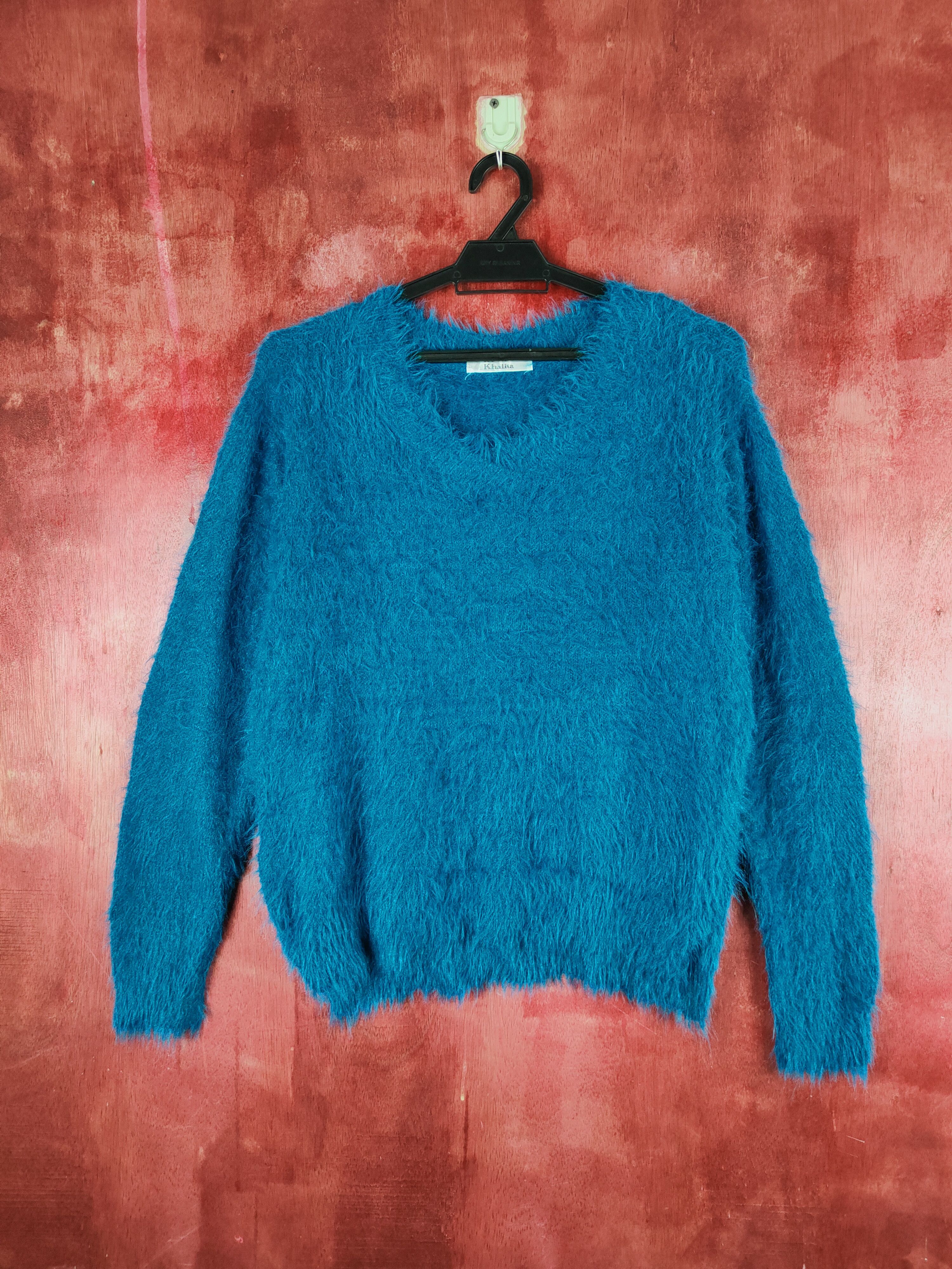 Japanese Brand × Vintage Hot Stuff 🔥 Khalita Turquoise Fur Mohair Knitwear Size L / US 10 / IT 46 - 1 Thumbnail