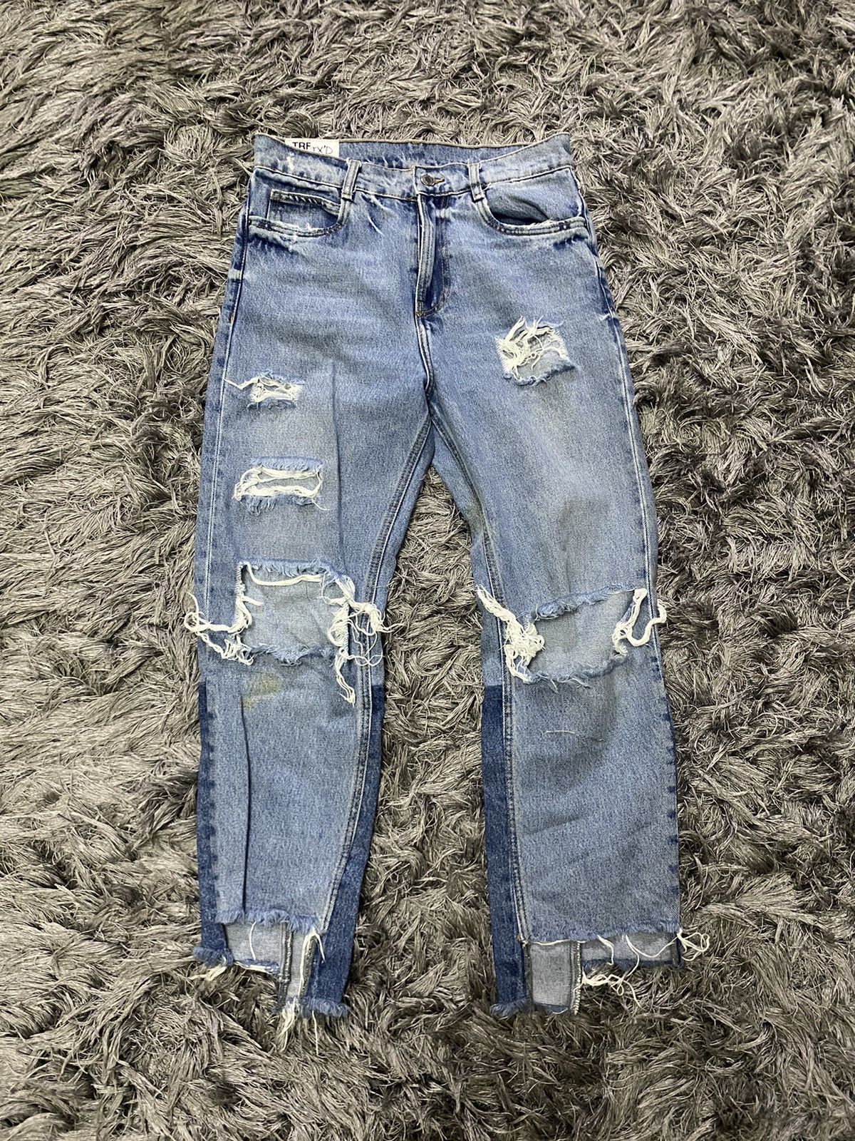 trf denim y2k distressed ripped jeans