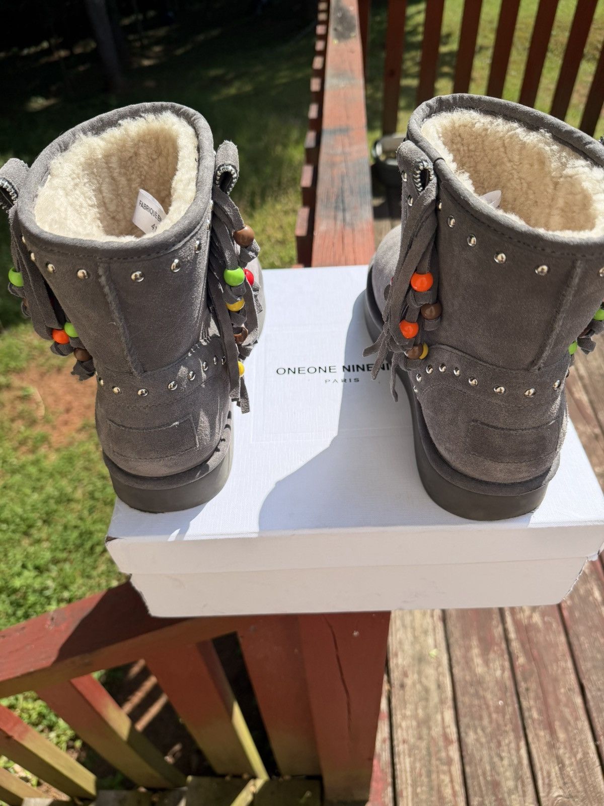Other Bazo 1199 Grey Beaded Boots Size US 8.5 / EU 41-42 - 5 Thumbnail