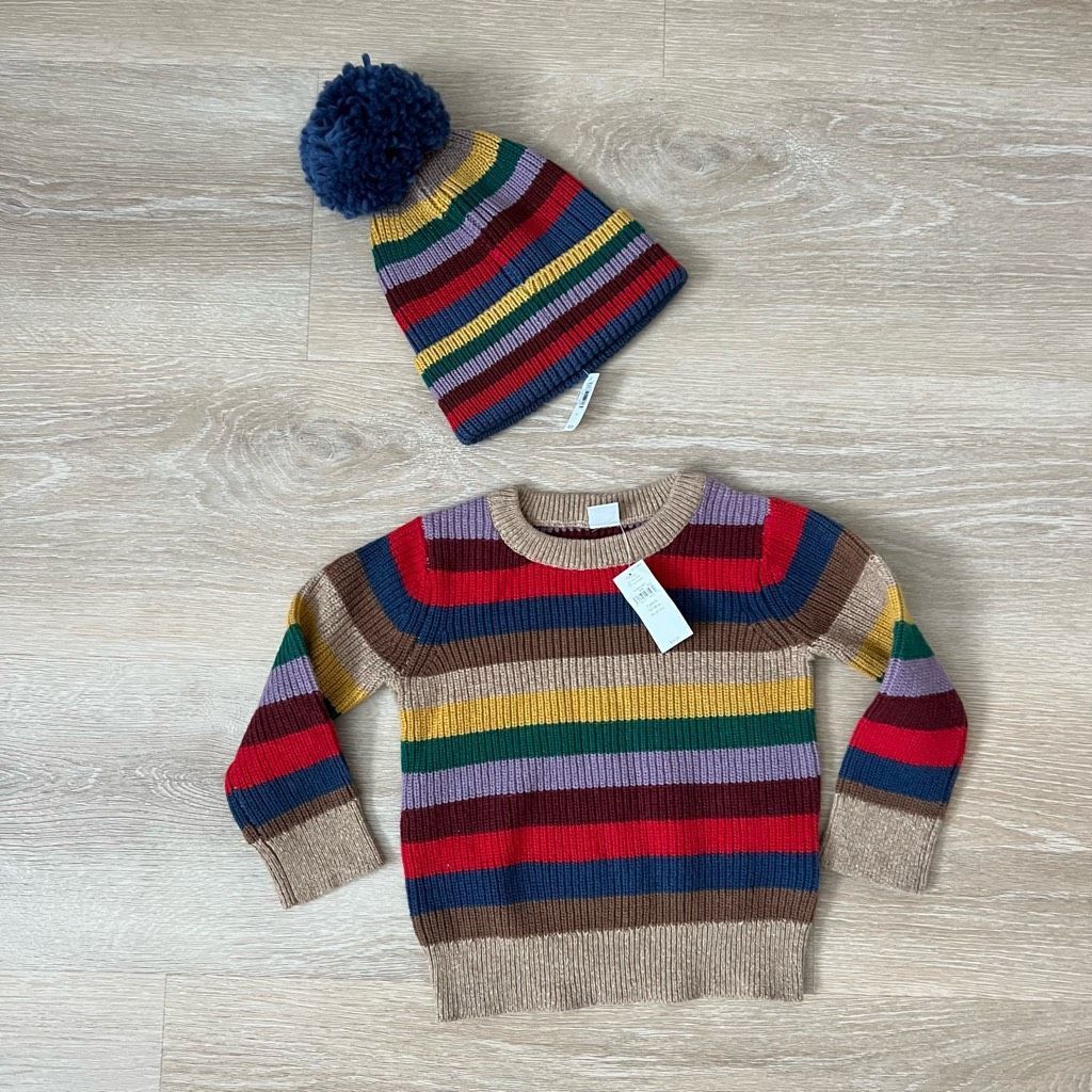 Gap baby GAP Stripes Hat, Pom Pom Beanie, Rolled Cuff Rim, Toddl Size ONE SIZE - 9 Thumbnail