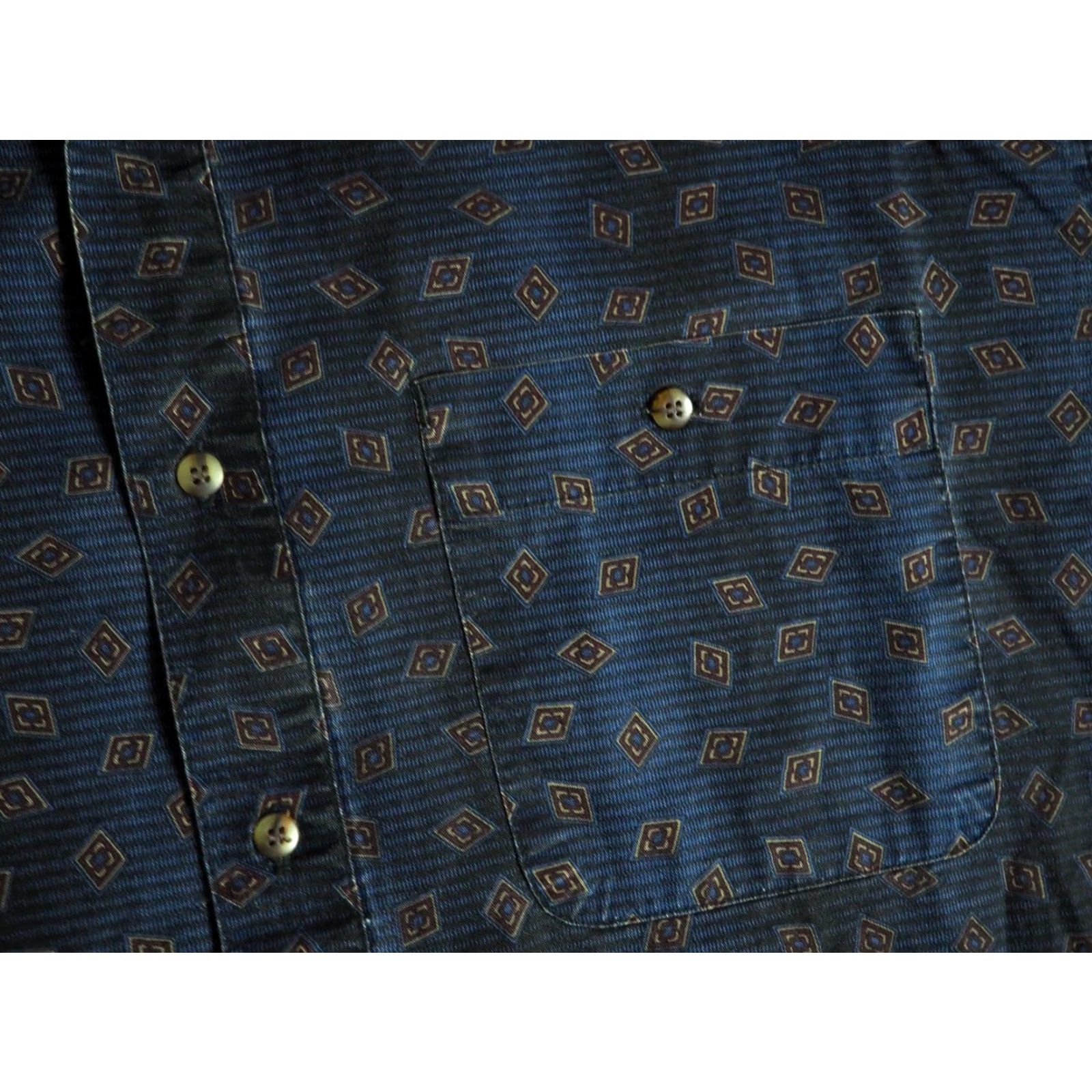 Bugle Boy VINTAGE Bugle Boy Shirt Mens XL Button-Front Long Sleeve Striped Geometric Pocketed Blue 90s Baggy 1990s Size US XL / EU 56 / 4 - 5 Thumbnail