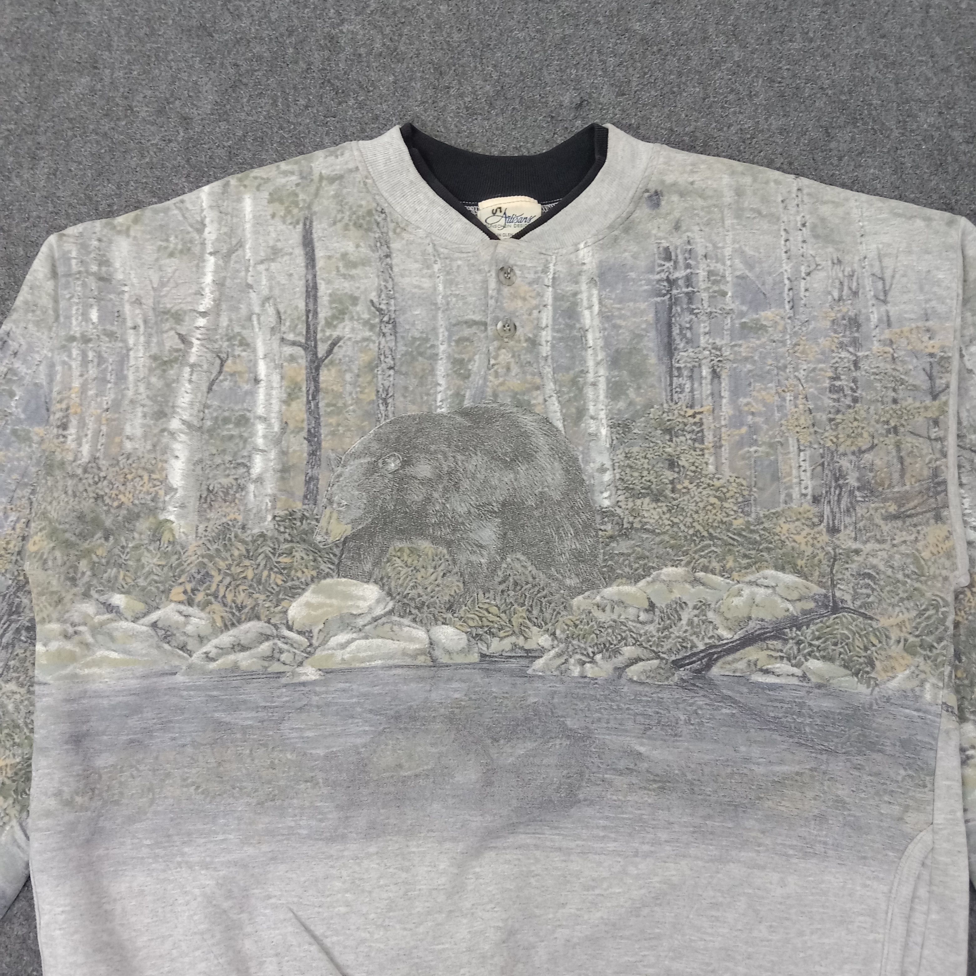 Vintage Aitisans Art Bear Winter Nature Sweatshirt C262N7 Size US M / EU 48-50 / 2 - 2 Thumbnail