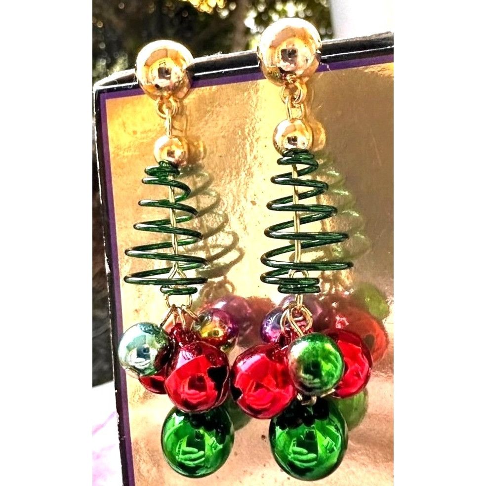 Handmade Christmas Tree Earrings New Handmade Jingle Bells Dangle Pos Size ONE SIZE - 1 Thumbnail