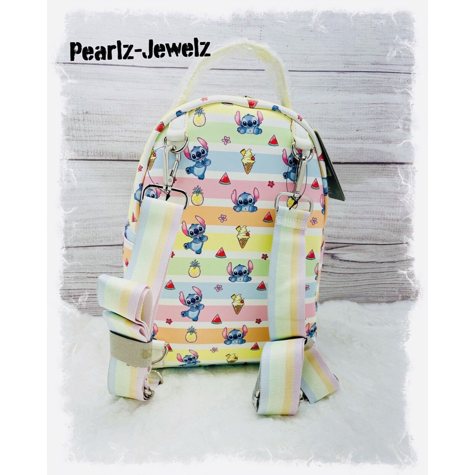 Disney Loungefly Lilo & Stitch Fruits Rainbow Stripes Convertible B Size ONE SIZE - 3 Thumbnail