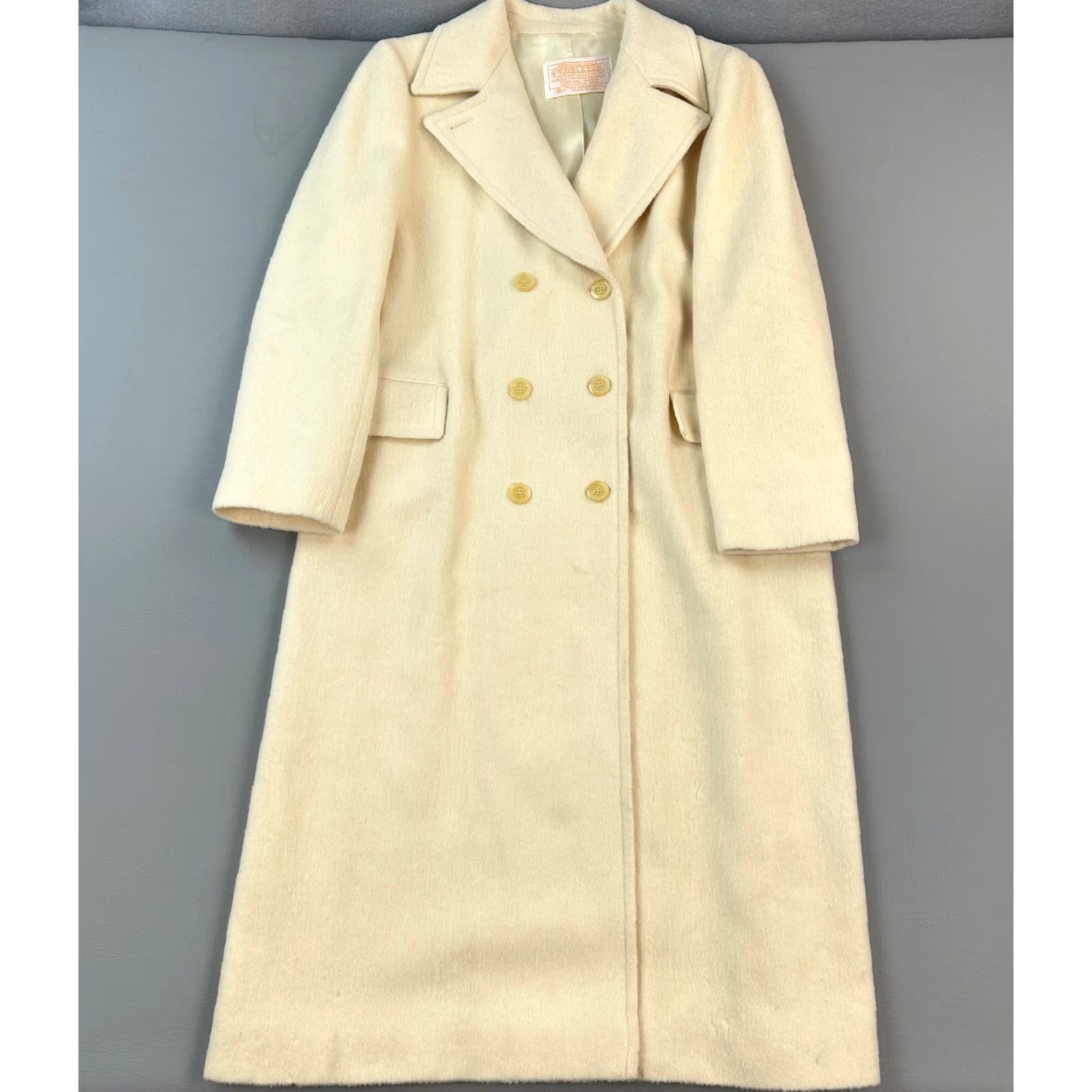 Pendleton VINTAGE Pendleton Coat Women's 16 Ivory Wool Long Double Breasted USA 50s 60s Size XXL / US 16-18 / IT 52-54 - 2 Thumbnail