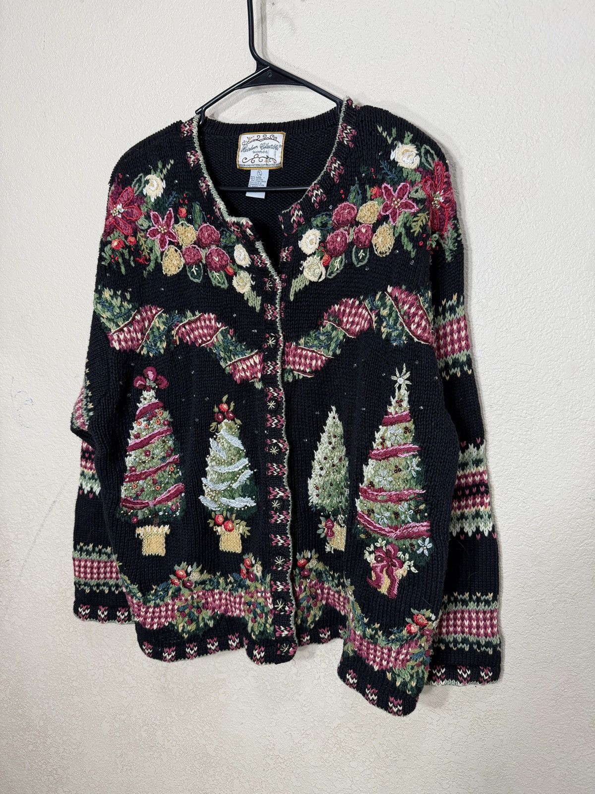 Other Heirloom Collectibles Black Christmas Cardigan Sweater 26/28 Size 3XL / US 20-22 - 1 Thumbnail