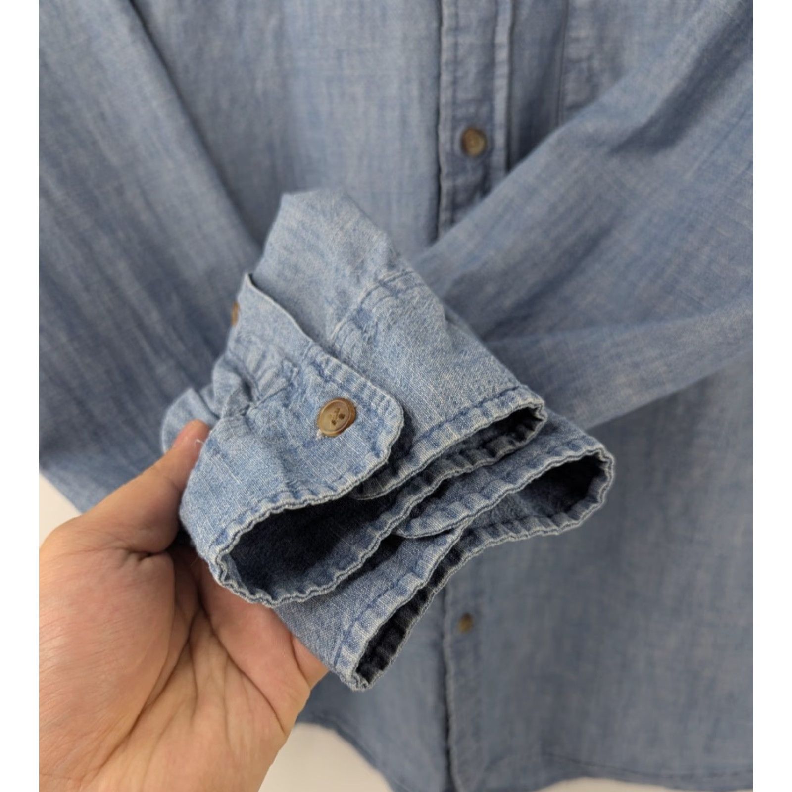 Old Navy Old Navy Shirt Men's XL Blue Chambray Button-Front Cotton Regular Fit Size US XL / EU 56 / 4 - 3 Thumbnail
