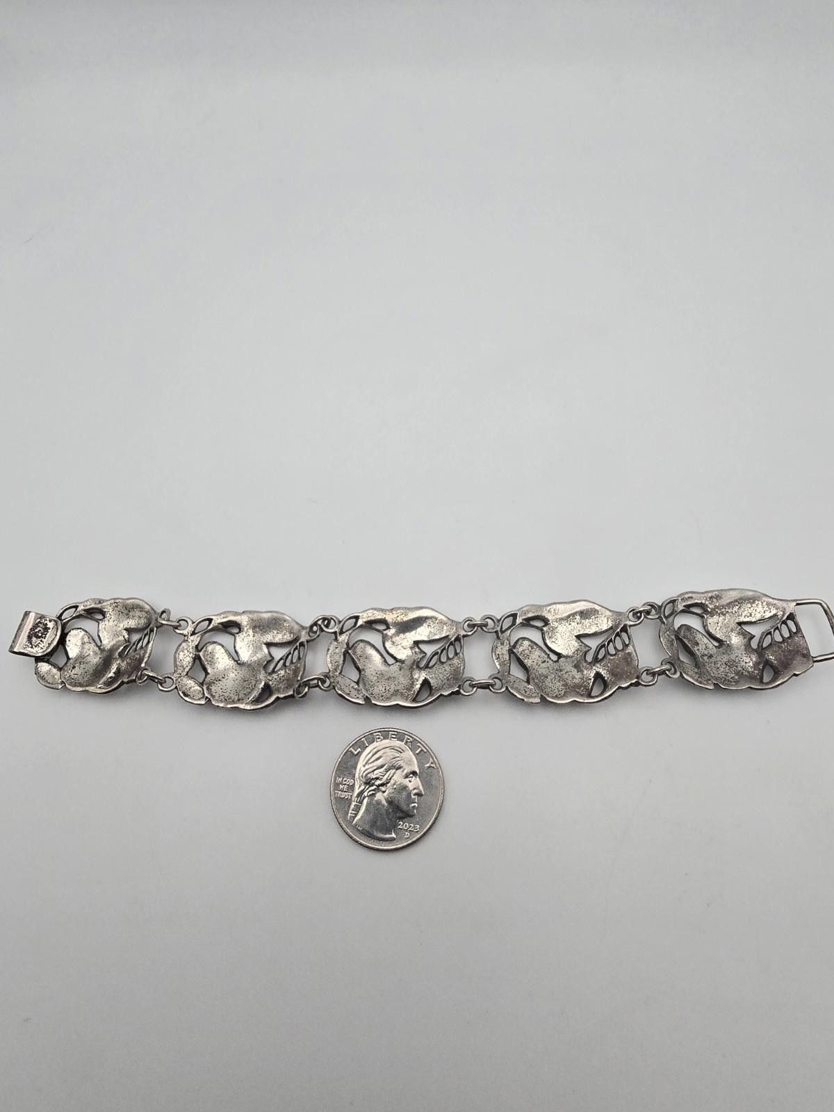 Other Vintage Danecraft Sterling Silver Floral Leaf Panel Bracelet Size ONE SIZE - 9 Thumbnail