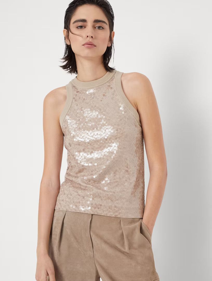 Brunello Cucinelli o1la1rc1a0425 Tank Top in Beige Size XL / US 12-14 / IT 48-50 - 2 Thumbnail