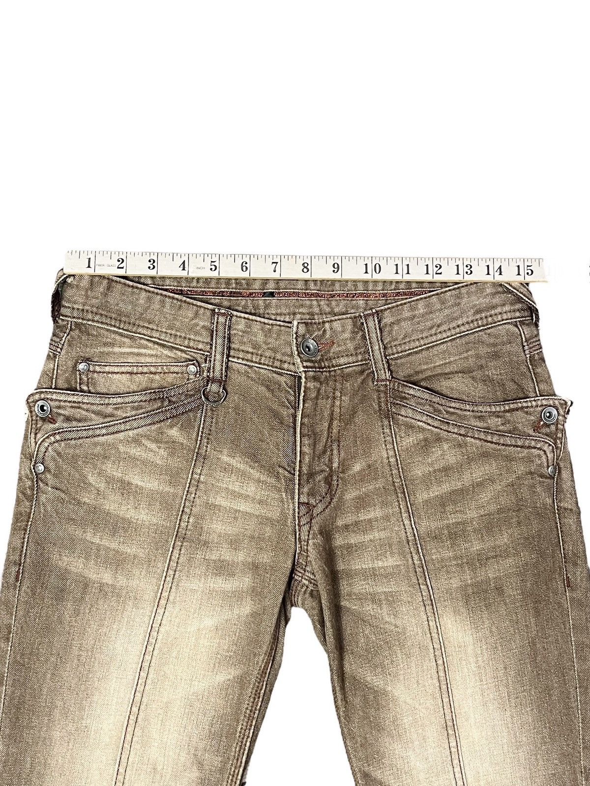 Nicole Club 🔥NICOLE CLUB Distressed Brown Stretch Denim Flare Jeans Size 30" / US 8 / IT 44 - 15 Thumbnail