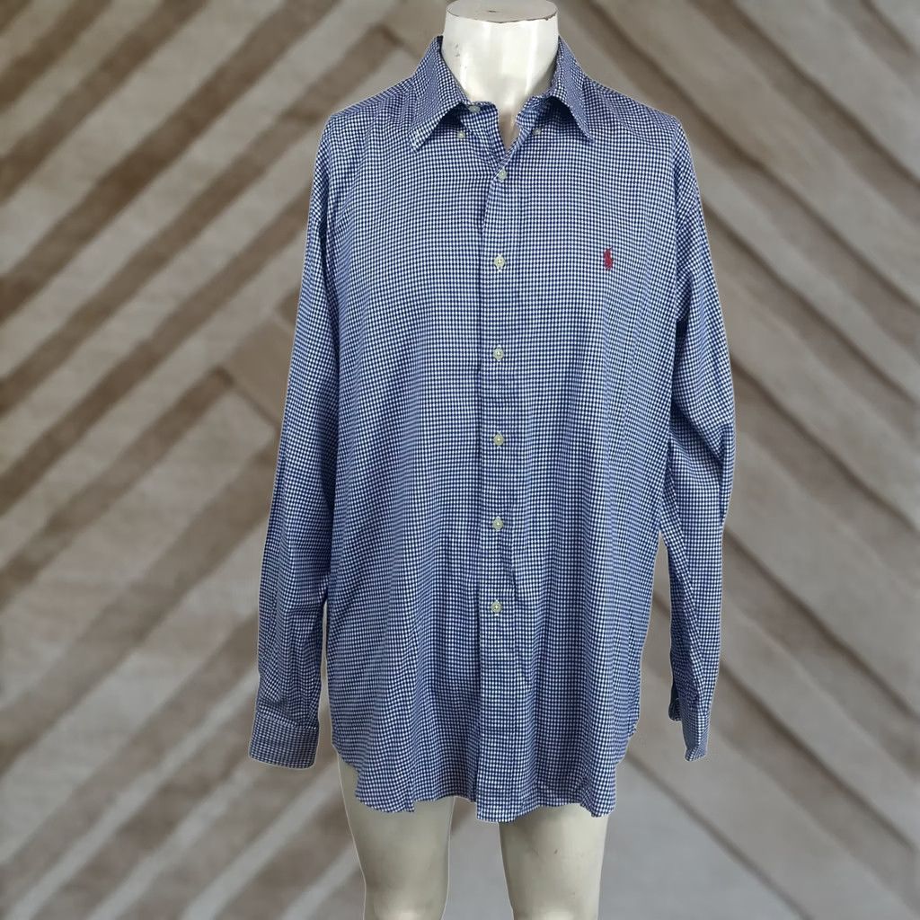 Ralph Lauren Ralph Lauren Golf Mens XL Navy Blue Gingham Check Long Sleeve Button Down Shirt Size US XL / EU 56 / 4 - 1 Thumbnail