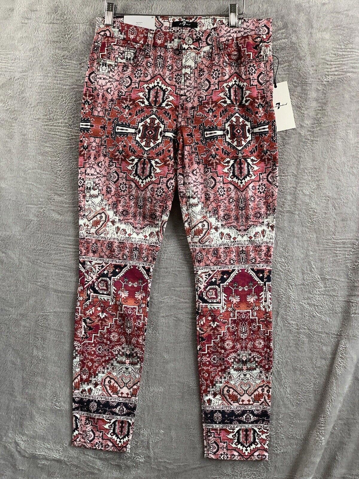 7 For All Mankind 7 For All Mankind Ankle Skinny Pants Multicolor Tribal Size 29" - 2 Thumbnail