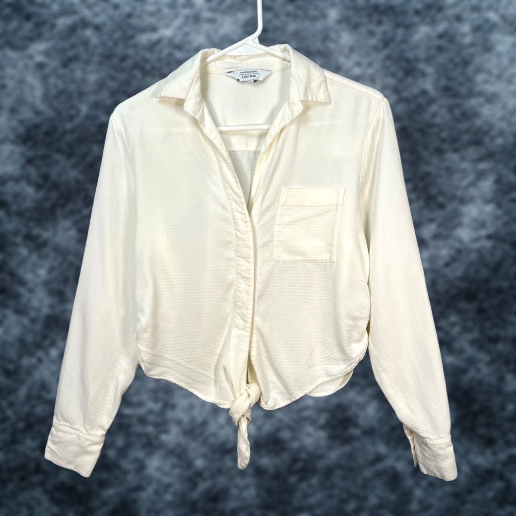 & Other Stories & Other Stories Blouse Shirt White Tie-Front Long Sleeve Womens 2 Casual Regular Lyocell Vis... Size XS / US 0-2 / IT 36-38 - 1 Thumbnail