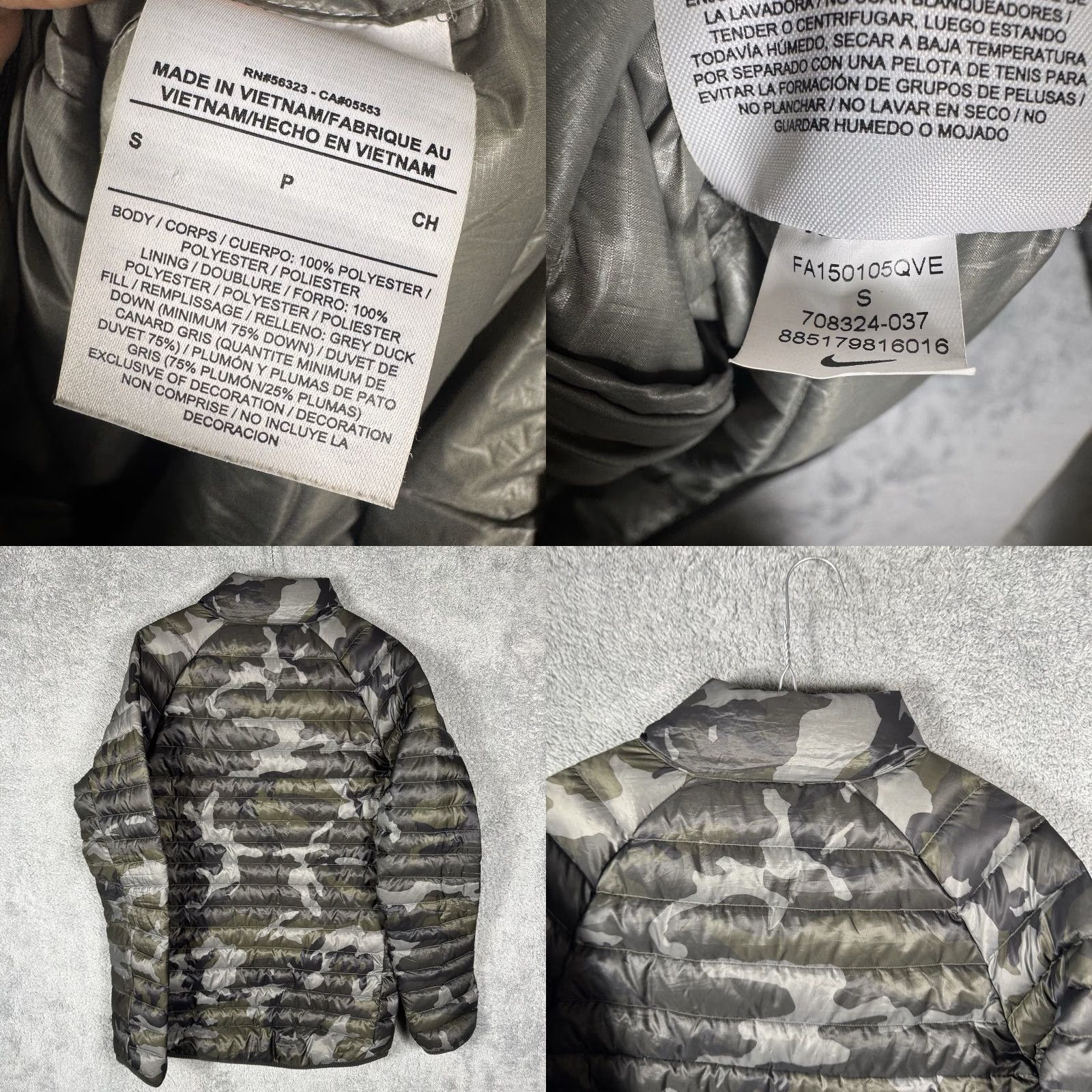 Nike Nike Jacket Men’s S Guild 550 Grey Duck Down Camo Puffer Full Zip Tech Quilted Size US S / EU 44-46 / 1 - 8 Thumbnail
