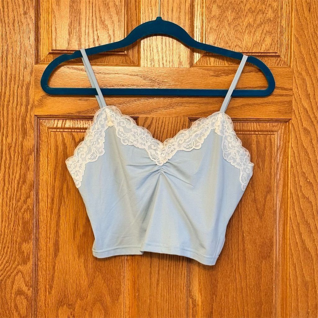 Shein Shein Women's Blue Lace Trim Cami Tank Top Size M Size M / US 6-8 / IT 42-44 - 1 Thumbnail
