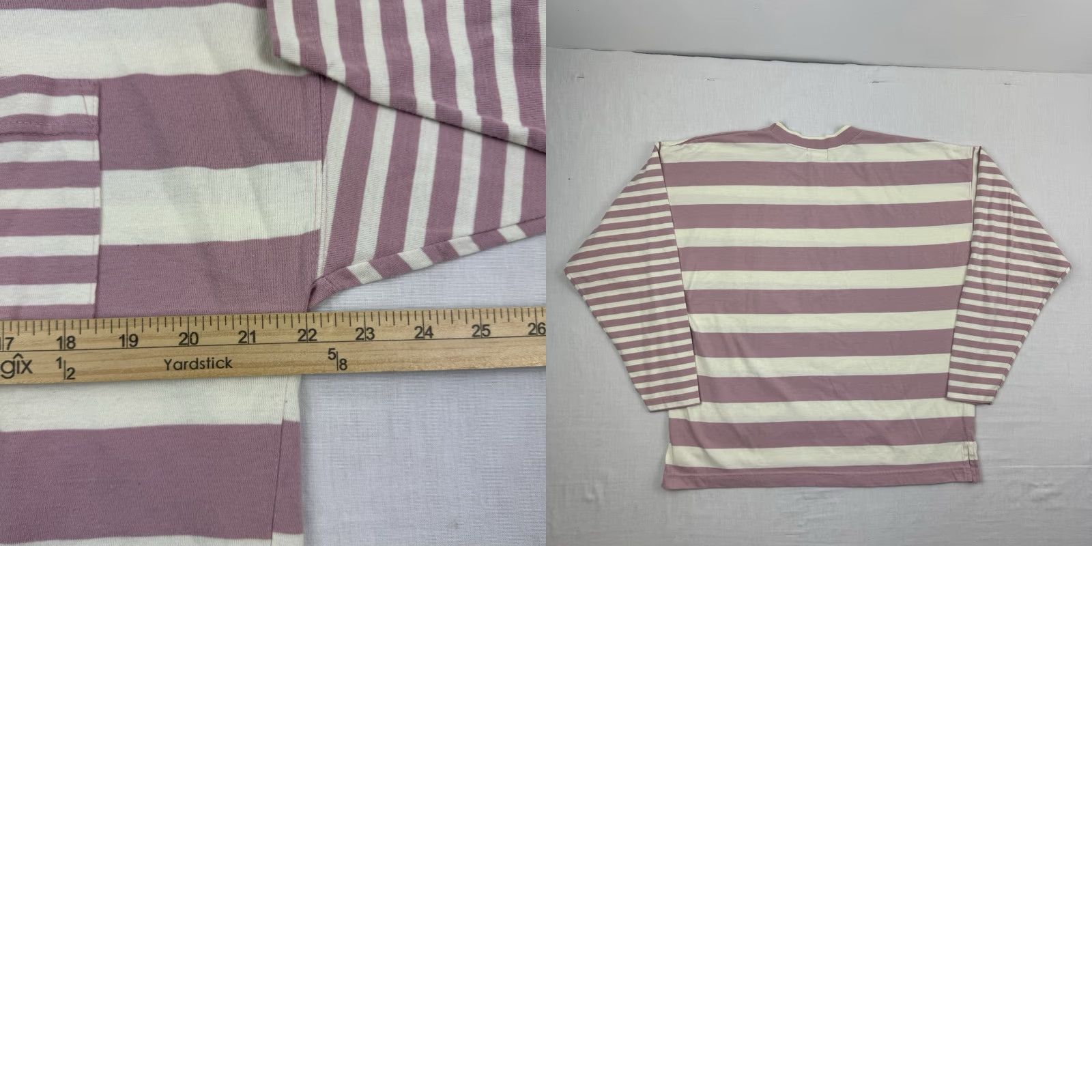 Pinko VINTAGE Mervyns Striped T-Shirt Long Sleeve Womens Large Pink 80s Pocket Casual Size L / US 10 / IT 46 - 8 Thumbnail