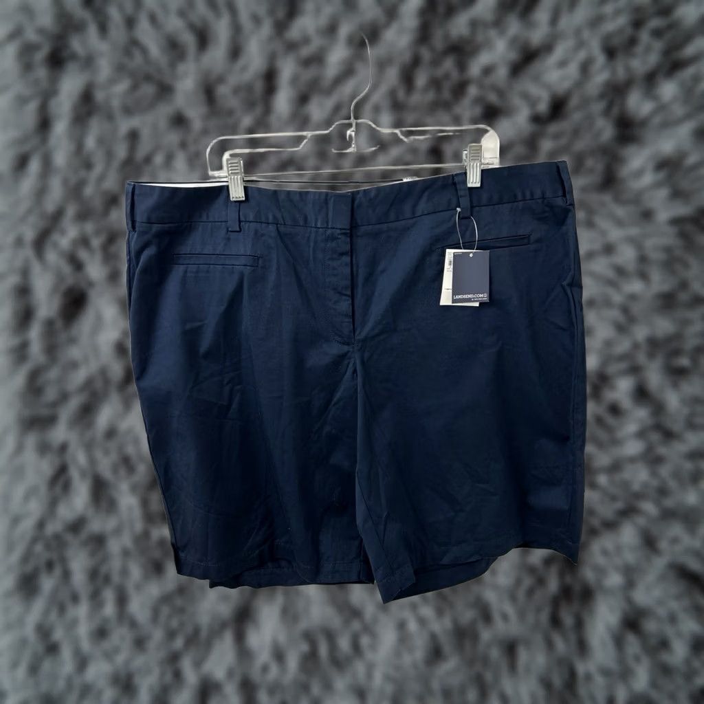 Lands' End Lands' End Fit 2 Chino Shorts Womens 20W Navy 10" Inseam NWT 5 MSRP Size 42" / US 20 - 1 Thumbnail