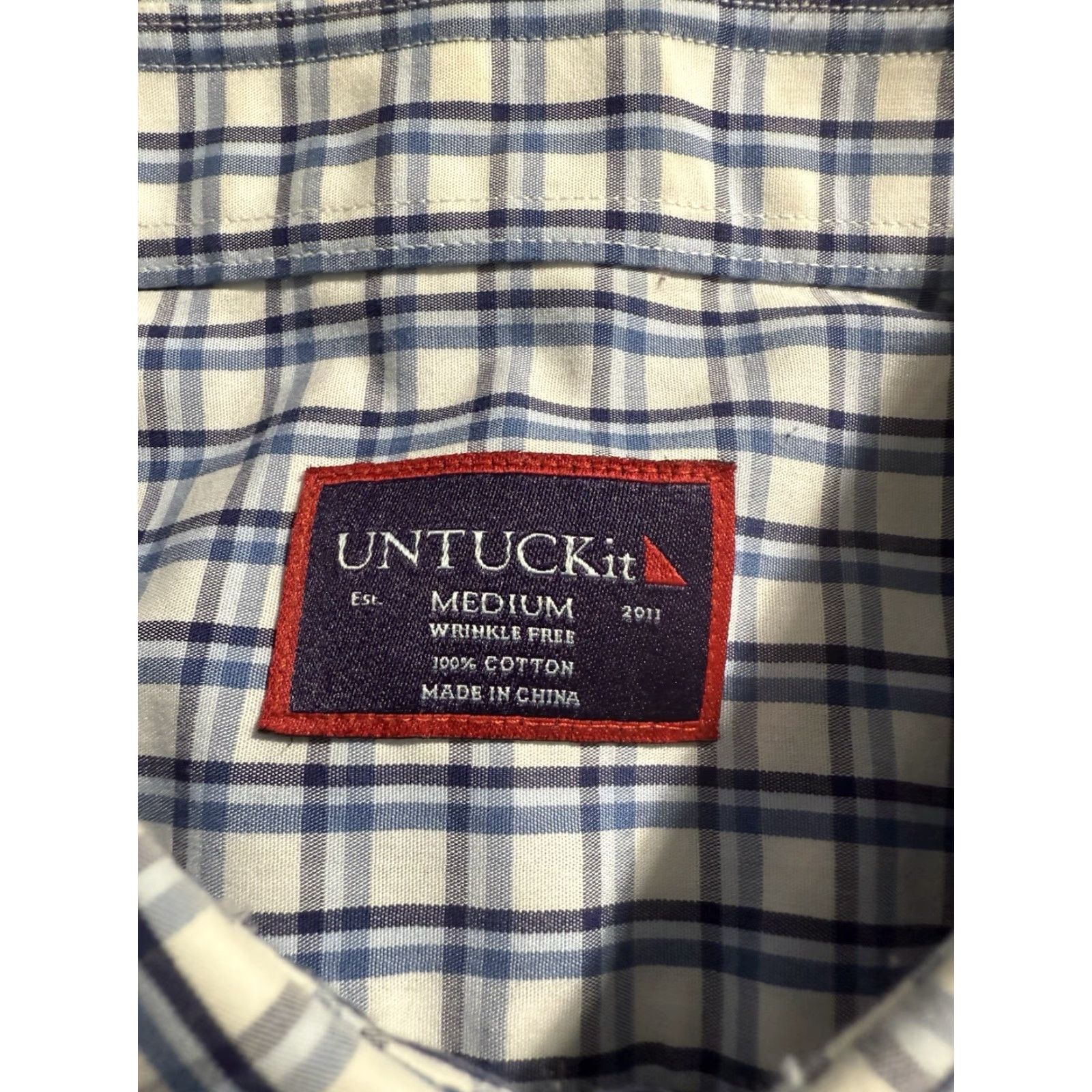 UNTUCKit UNTUCKit Men's Button-Up Shirt Medium White Blue Plaid Long Sleeve Wrinkle Free Seasonal Casual Regular Collar Spread Button-Up Shirt Size US M / EU 48-50 / 2 - 3 Thumbnail